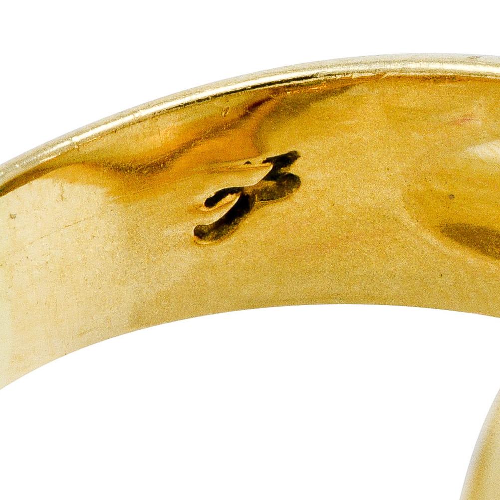 Women's or Men's Elizabeth Locke Moonstone Aquamarine 18 Karat Yellow Gold Cabochon Ring
