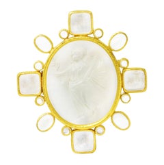 Elizabeth Locke Moonstone Venetian Glass Mother-of-pearl 18 Karat Gold Pendant