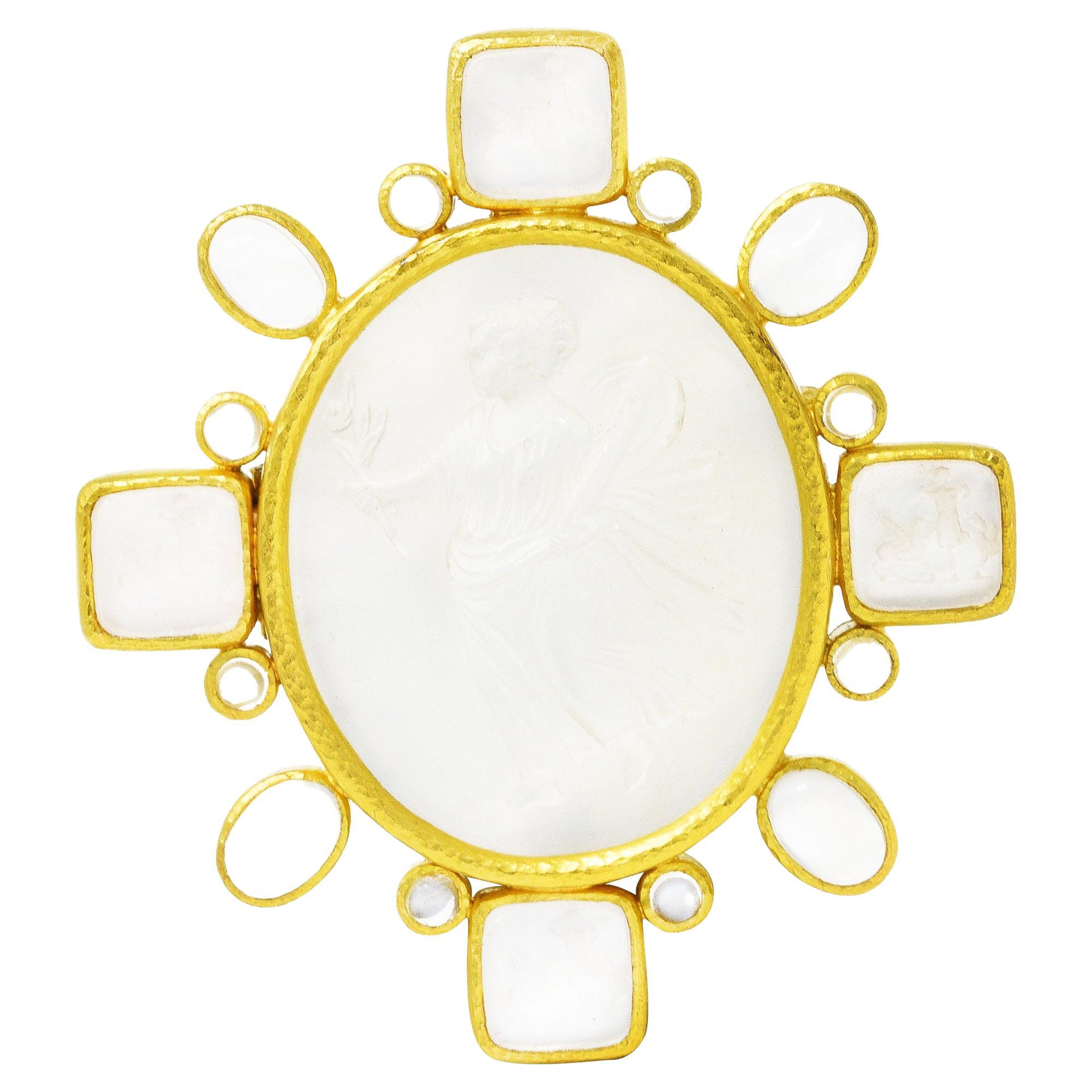 Elizabeth Locke Moonstone Venetian Glass Mother-of-pearl 18 Karat Gold Pendant