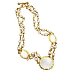 Elizabeth Locke Collana con doppia perla Intaglio di farfalle e falene