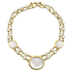 Elizabeth Locke Moth Butterfly Intaglio Double Pearl Necklace