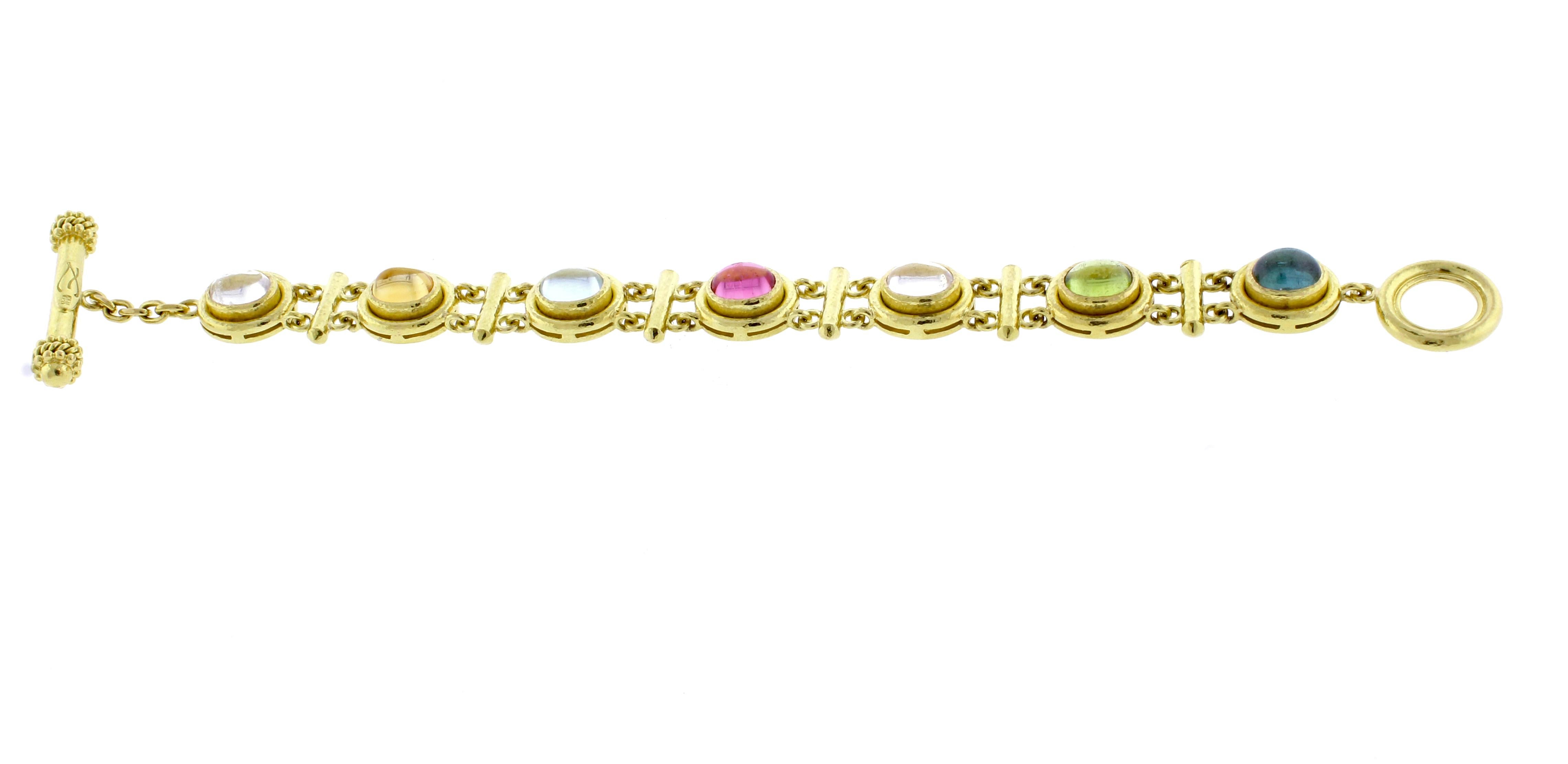 Elizabeth Locke Multi-Gemstone Toggle Bracelet In Excellent Condition In Bethesda, MD