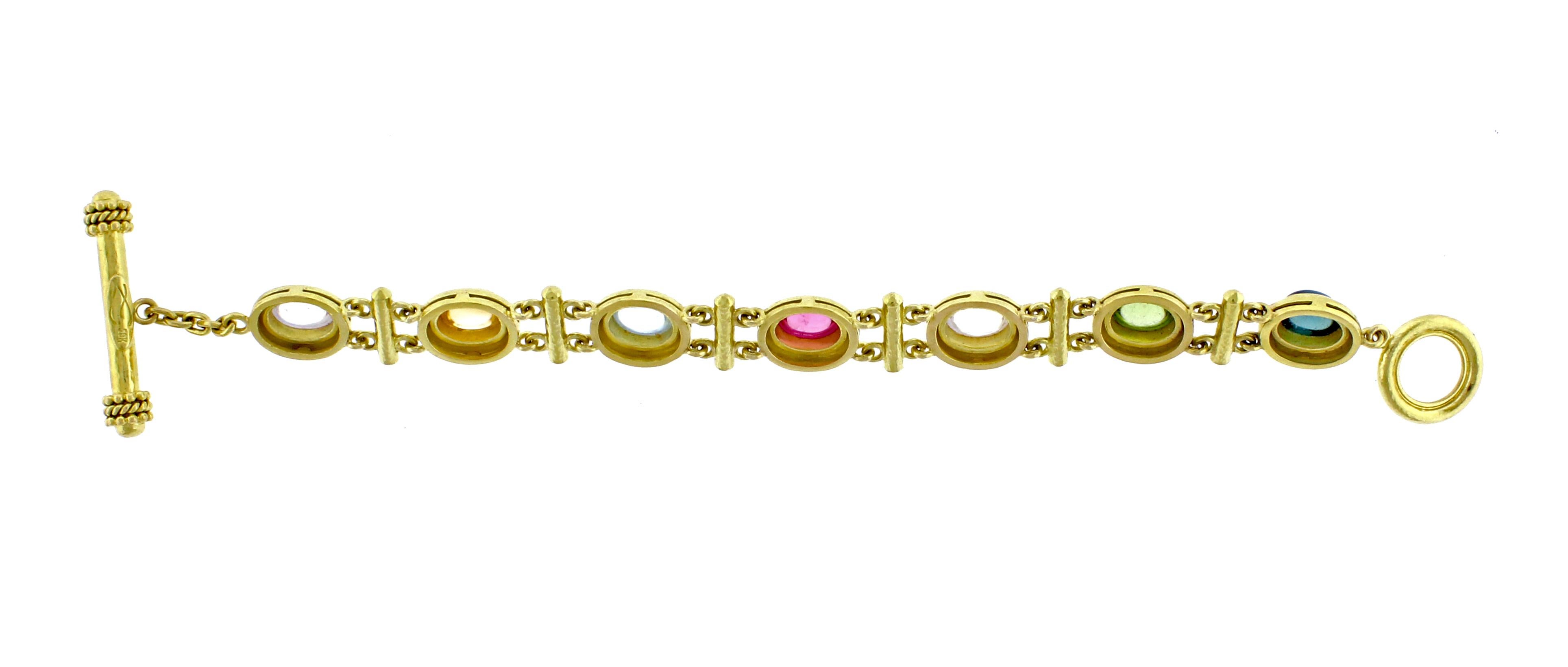 Women's or Men's Elizabeth Locke Multi-Gemstone Toggle Bracelet