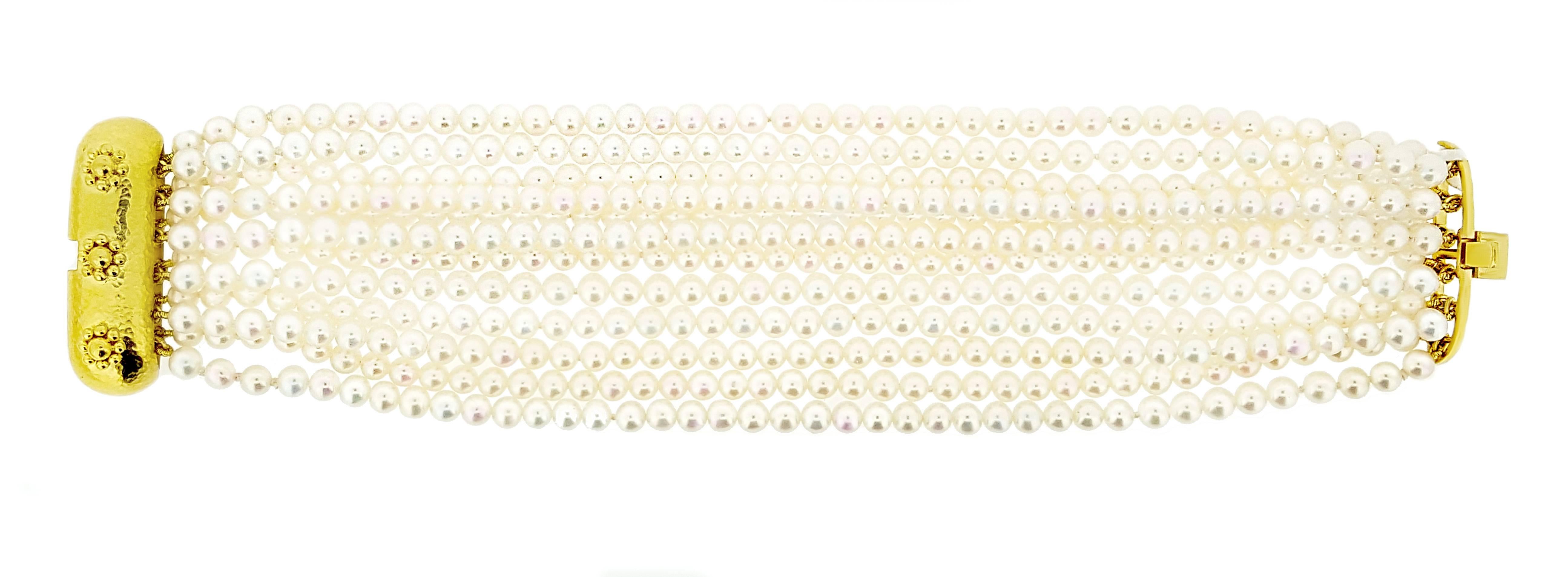 Contemporary Elizabeth Locke Multi-Strand Pearl Bracelet