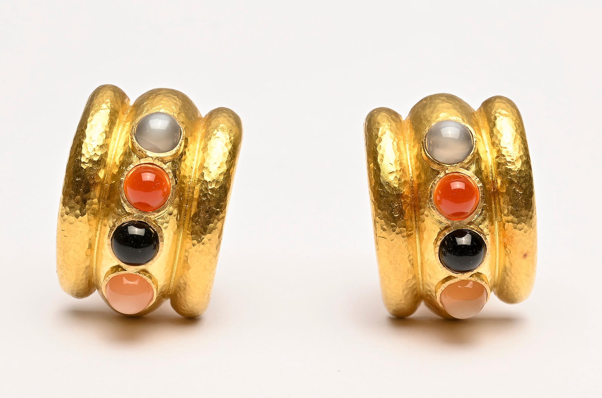 Contemporary Elizabeth Locke Multigem Half Hoop Earrings For Sale