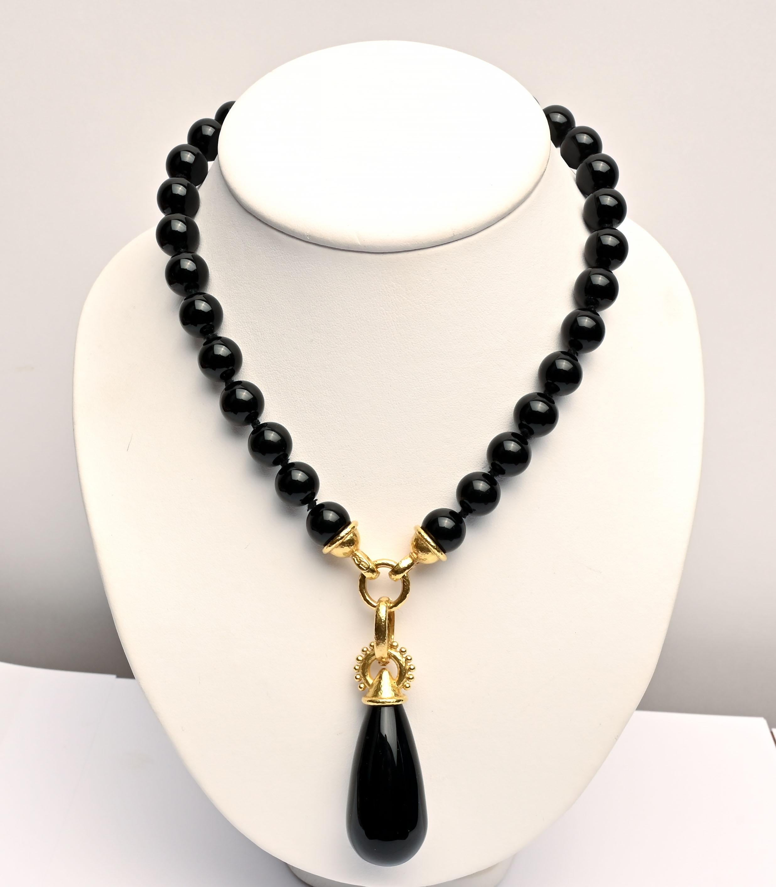Modern Elizabeth Locke Onyx Necklace Pendant For Sale