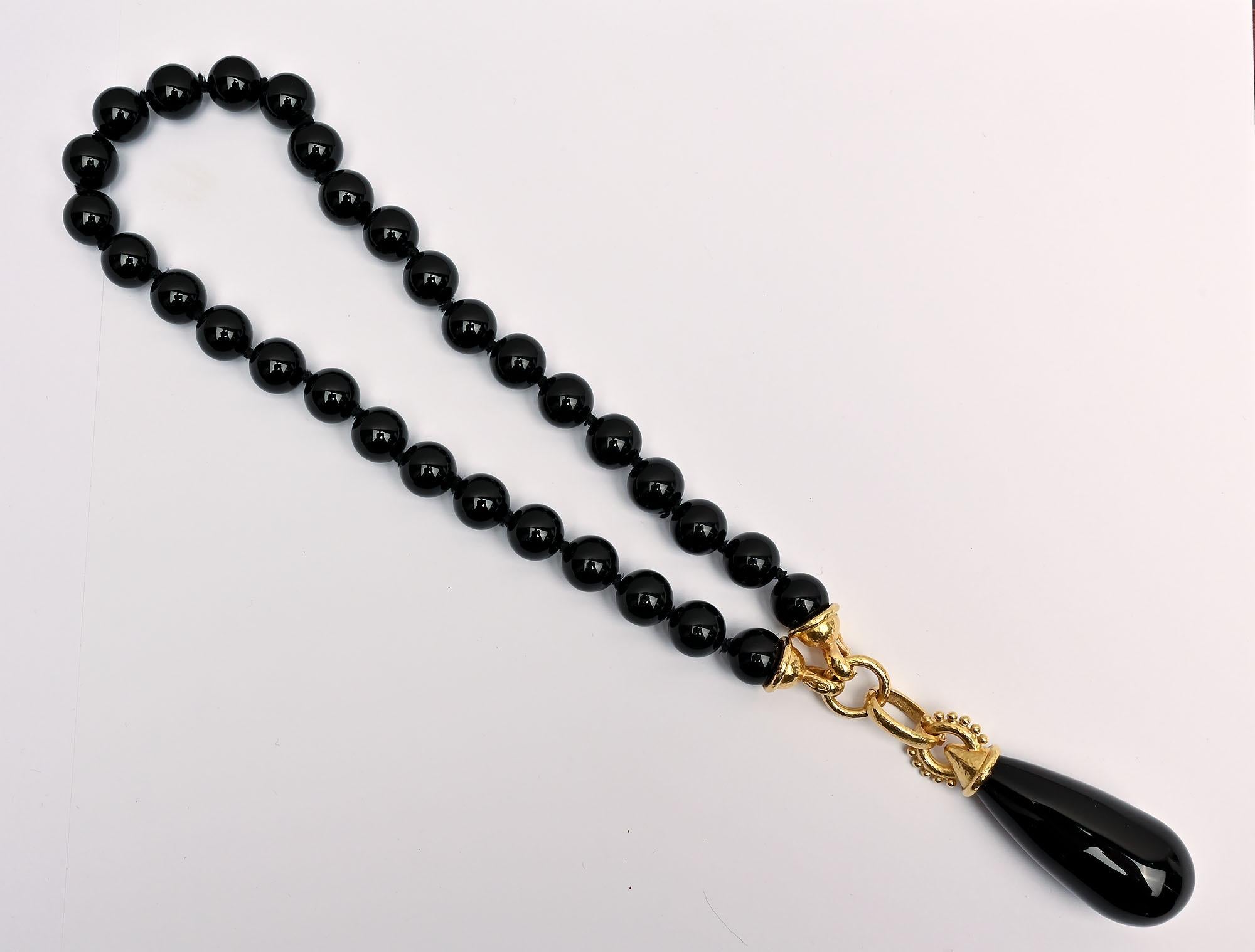 Cabochon Elizabeth Locke Onyx Necklace Pendant For Sale