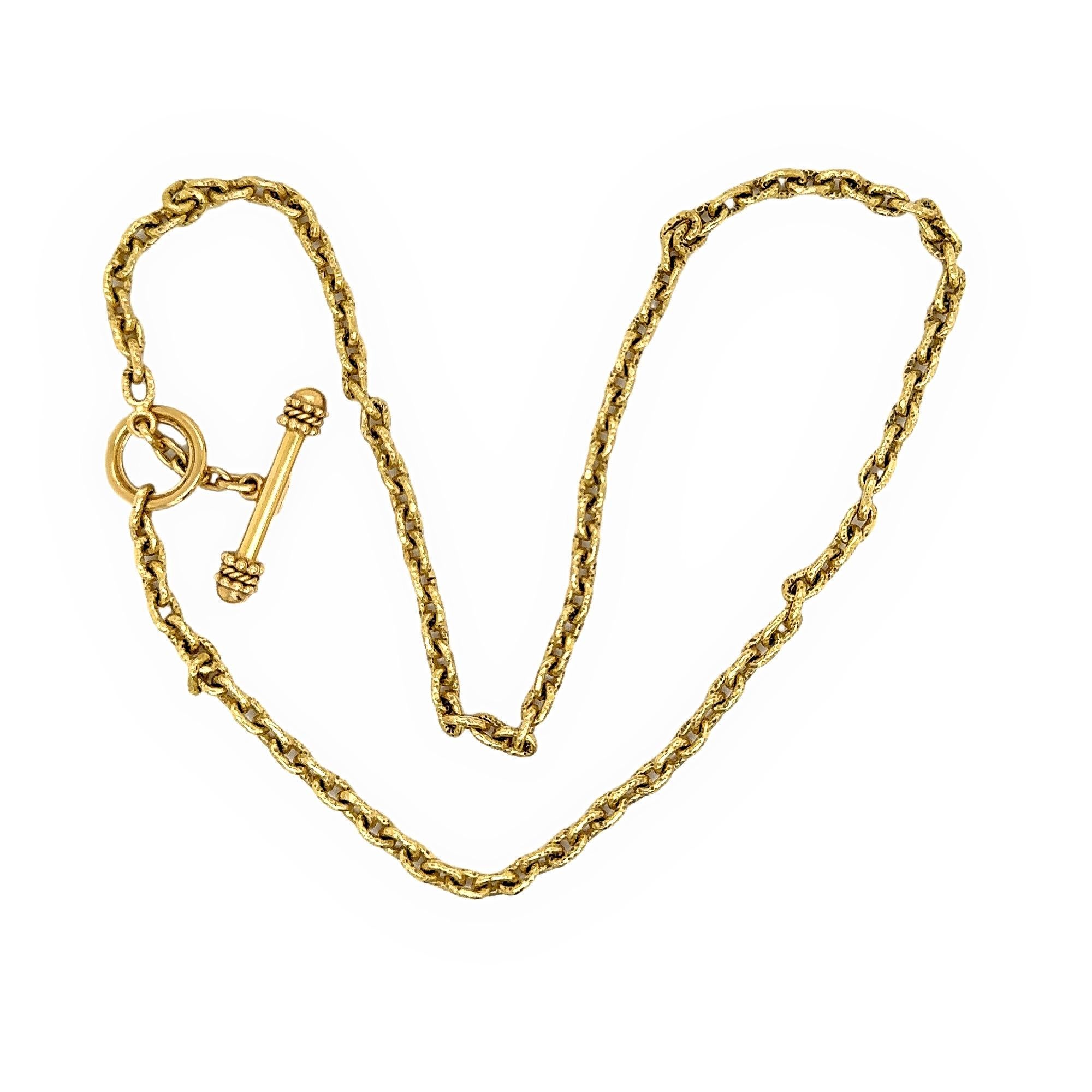 Women's or Men's Elizabeth Locke Orvieta Hammered Gold Oval Link Necklace 19k Yg