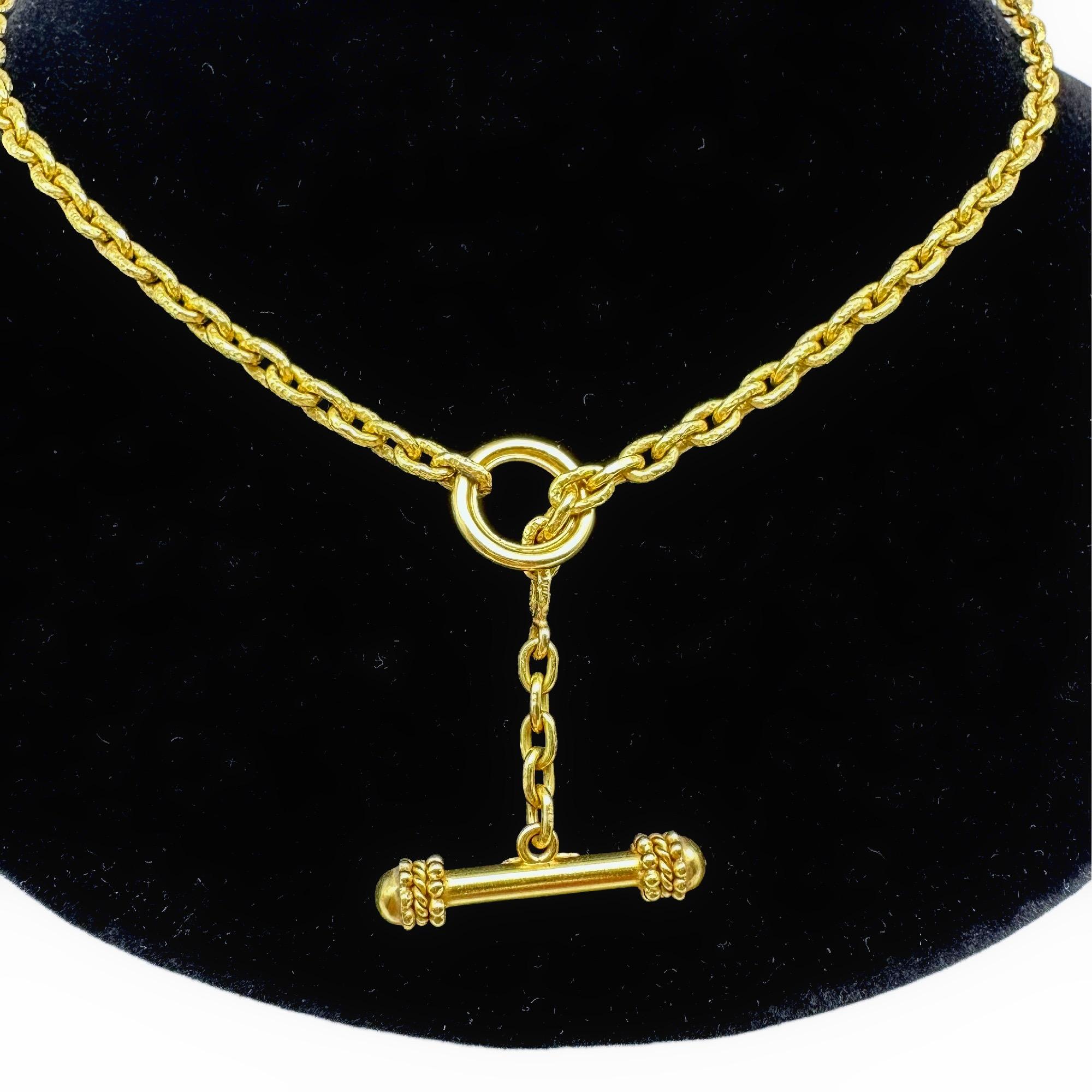 Elizabeth Locke Orvieta Hammered Gold Oval Link Necklace 19k Yg 1