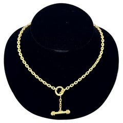 Elizabeth Locke Orvieta Hammered Gold Oval Link Necklace 19k Yg