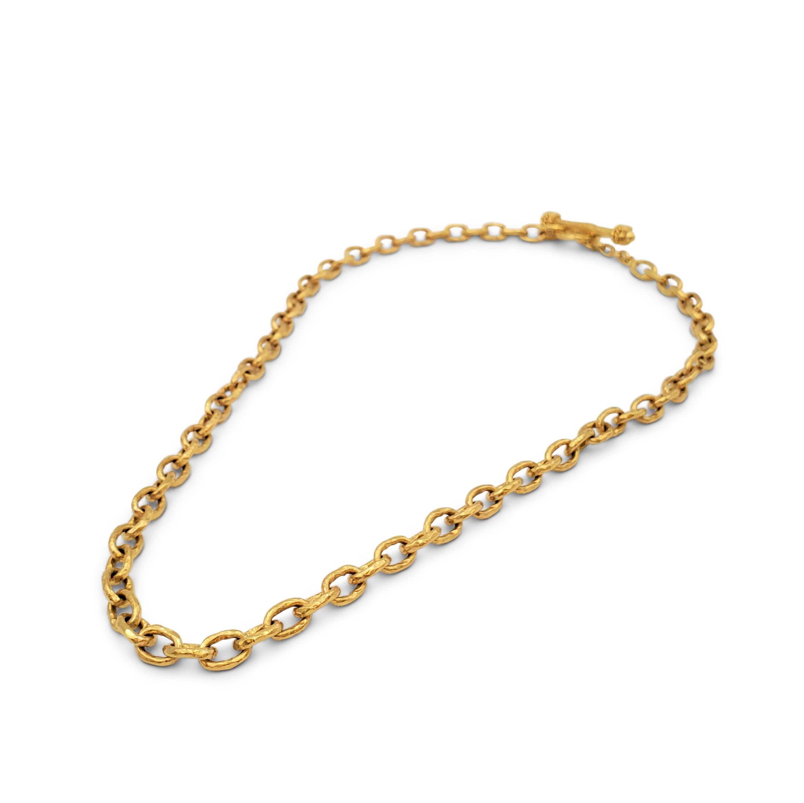 Elizabeth Locke 'Orvieto' Hammered Link Necklace In Excellent Condition In New York, NY