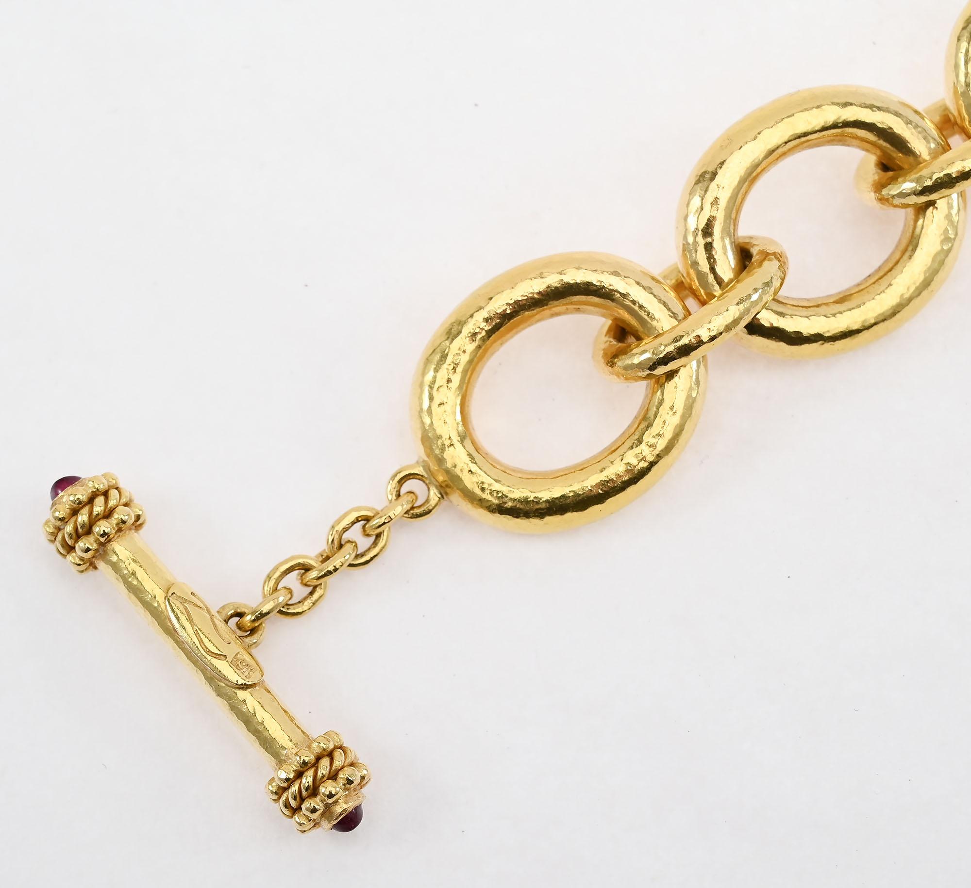 Taille cabochon Elizabeth Locke Padova Bracelet à maillons en or en vente