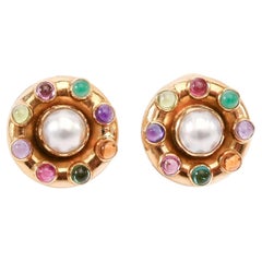 Orecchini tondi con perle e multigem di Elizabeth Locke