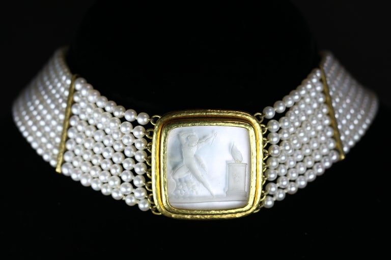 Collier Ancien Ras Du Cou En Nacre - Longueur 44 Cm - Bijou Vintage - Occasion