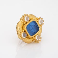 Elizabeth Locke Pendant Brooch Venetian Glass Intaglio Moonstone 18k Gold Estate