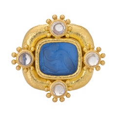 Elizabeth Locke Pendant Brooch Venetian Glass Intaglio Moonstone 18k Gold Estate