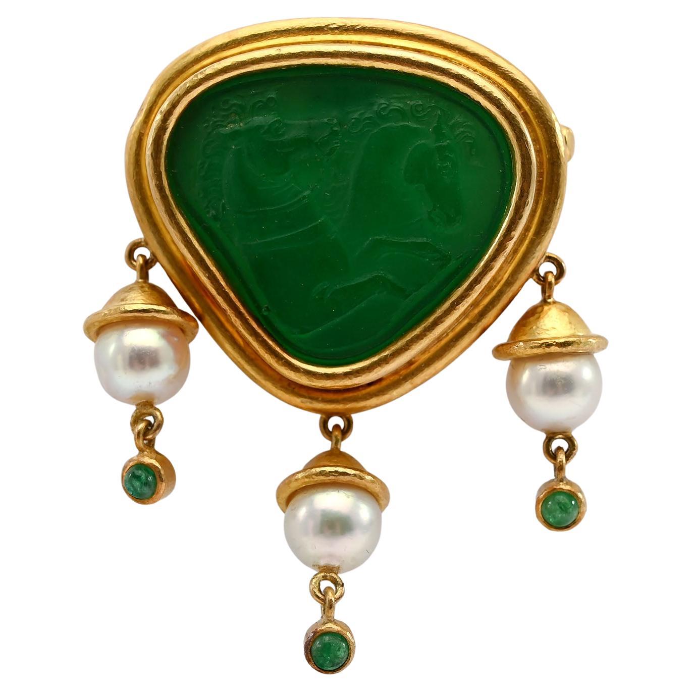 Elizabeth Locke Pendant/ Brooch with Prancing Horses