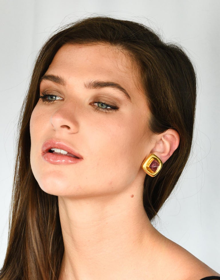 Elizabeth Locke Pink & Green Tourmaline 18 Karat Yellow Gold Vintage Earrings 4