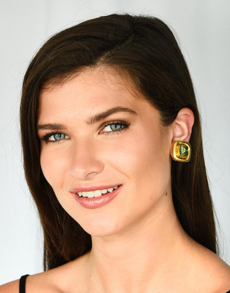 Elizabeth Locke Pink & Green Tourmaline 18 Karat Yellow Gold Vintage Earrings 6
