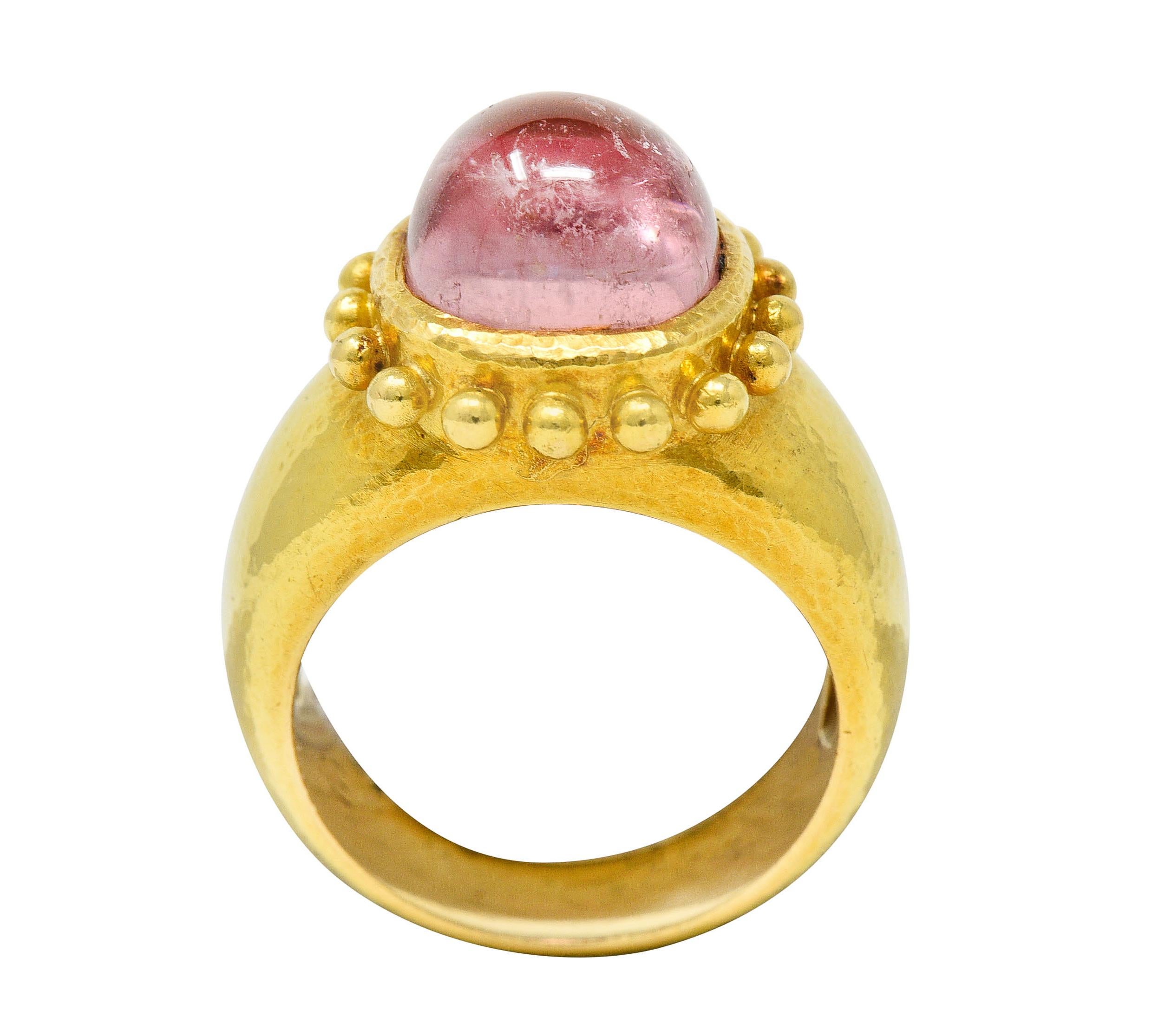 Elizabeth Locke Pink Tourmaline 18 Karat Yellow Gold Gemstone Ring 2