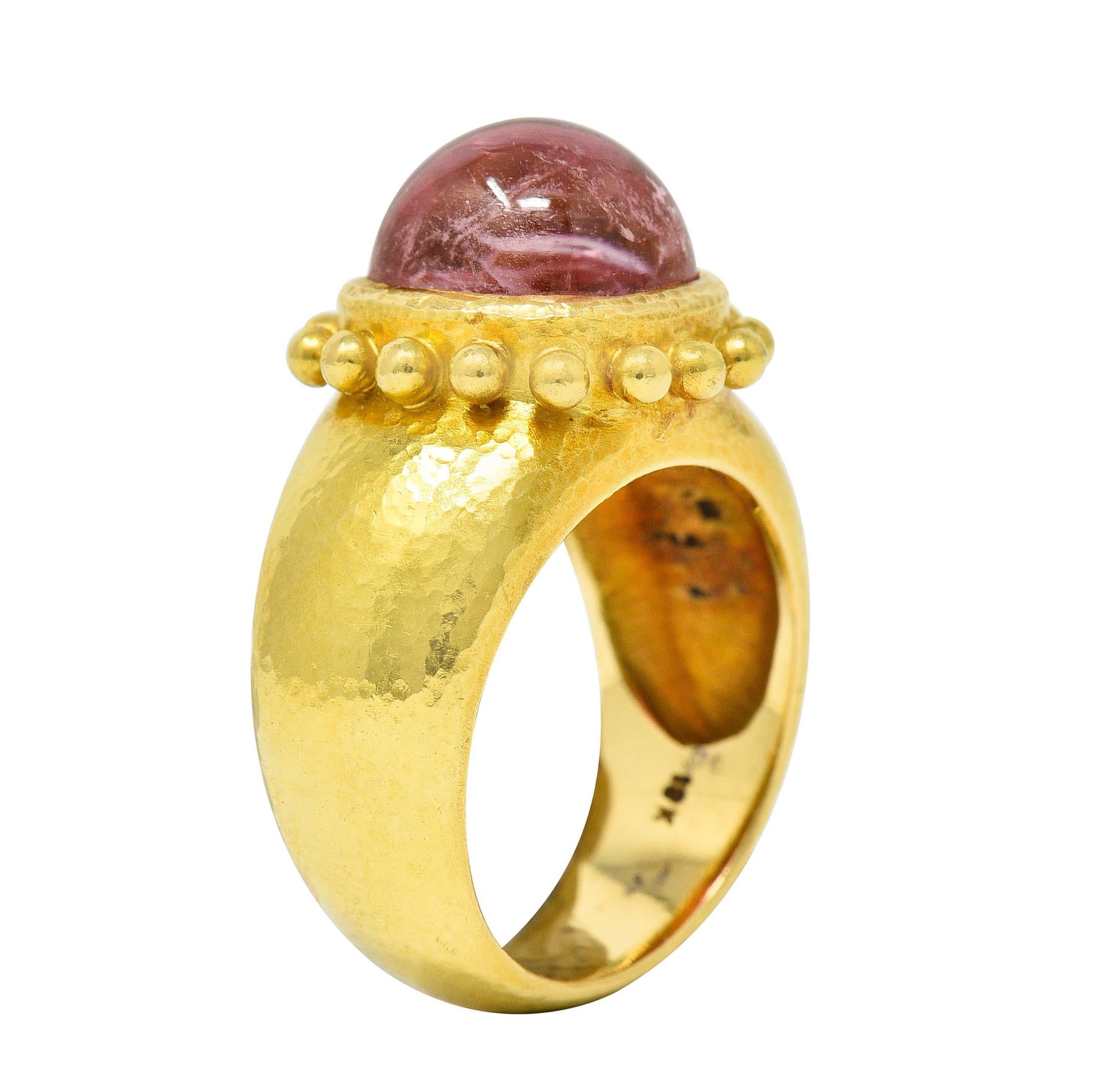 Elizabeth Locke Pink Tourmaline 18 Karat Yellow Gold Gemstone Ring 3