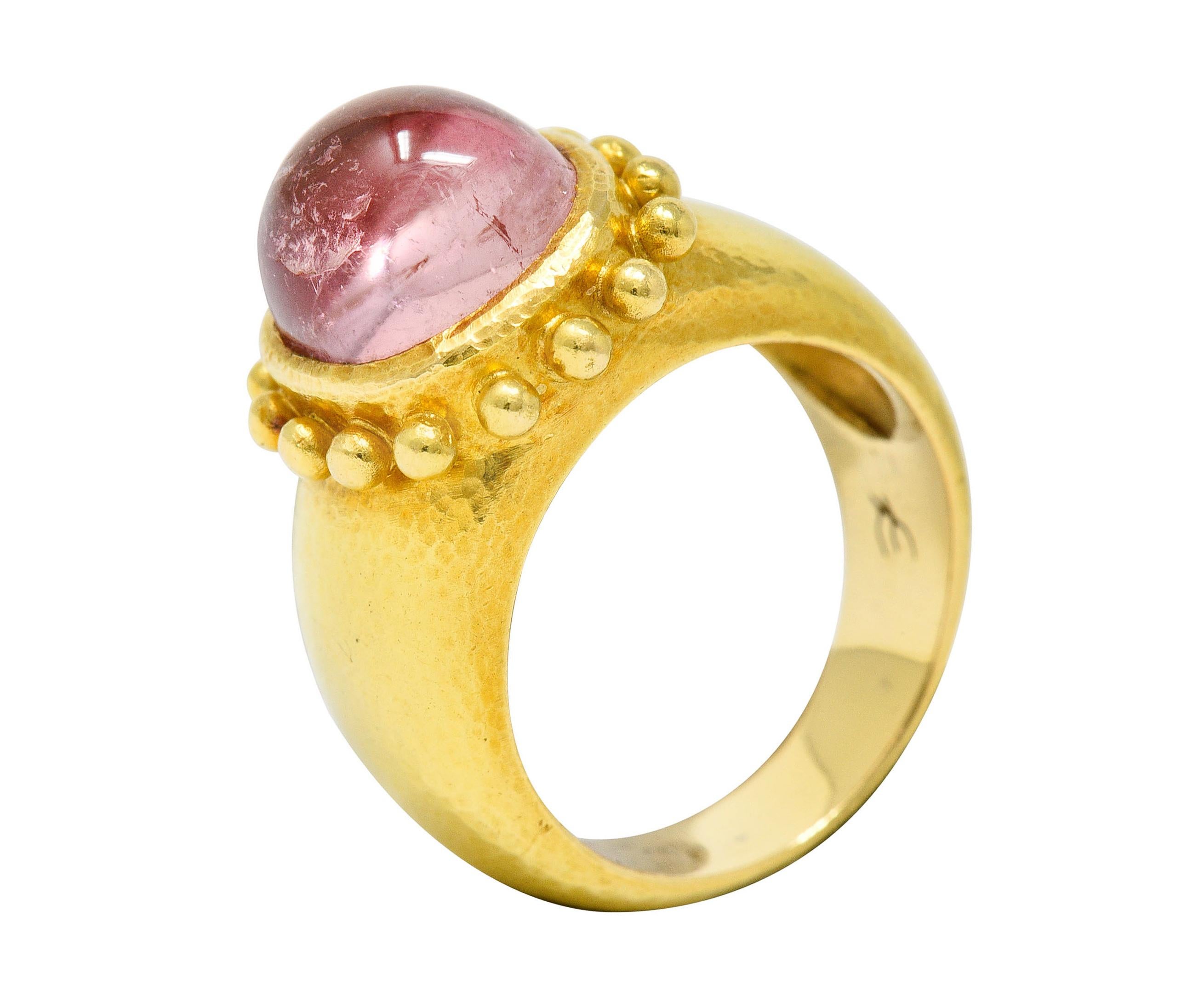Elizabeth Locke Pink Tourmaline 18 Karat Yellow Gold Gemstone Ring 4