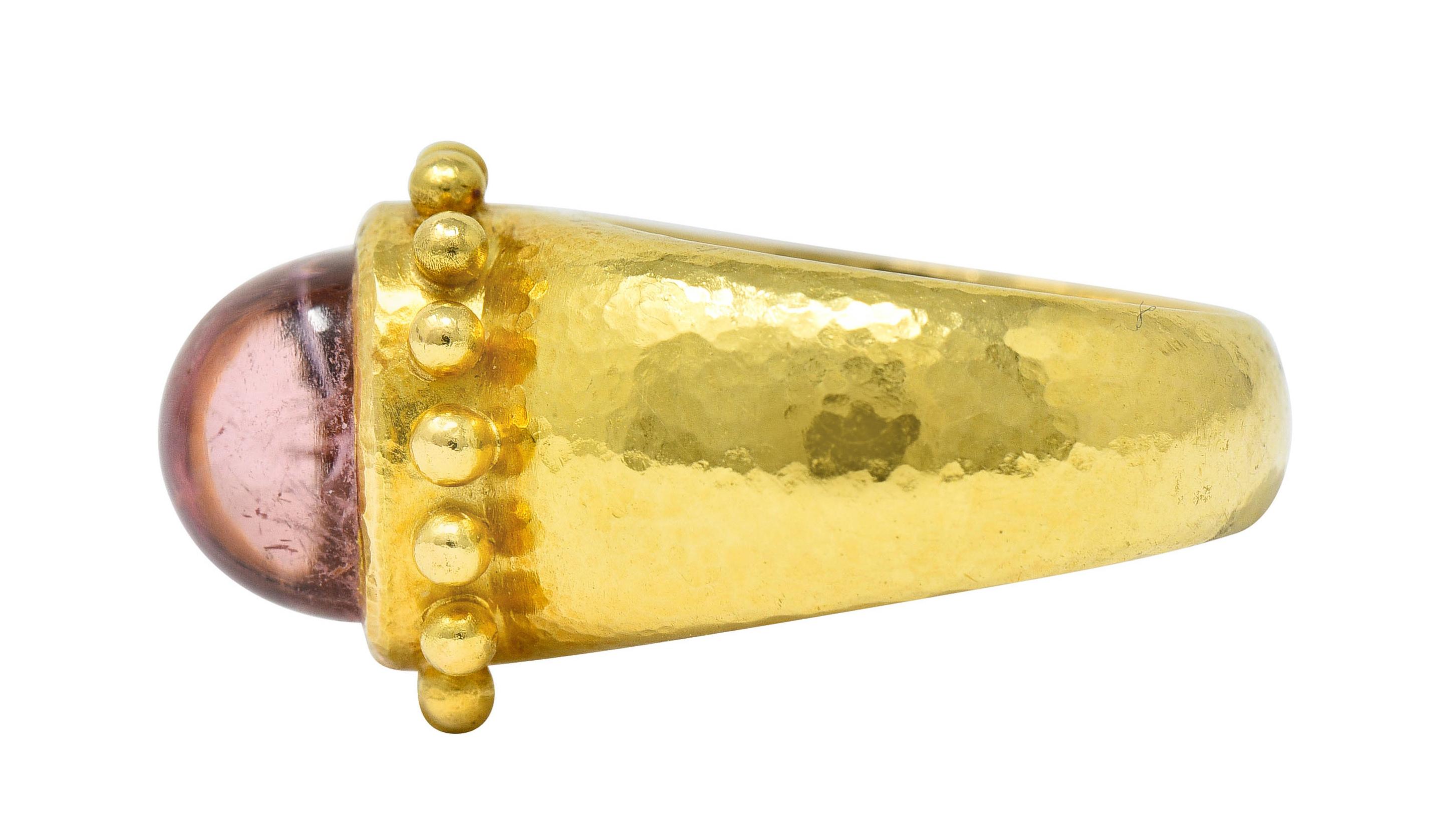 Contemporary Elizabeth Locke Pink Tourmaline 18 Karat Yellow Gold Gemstone Ring