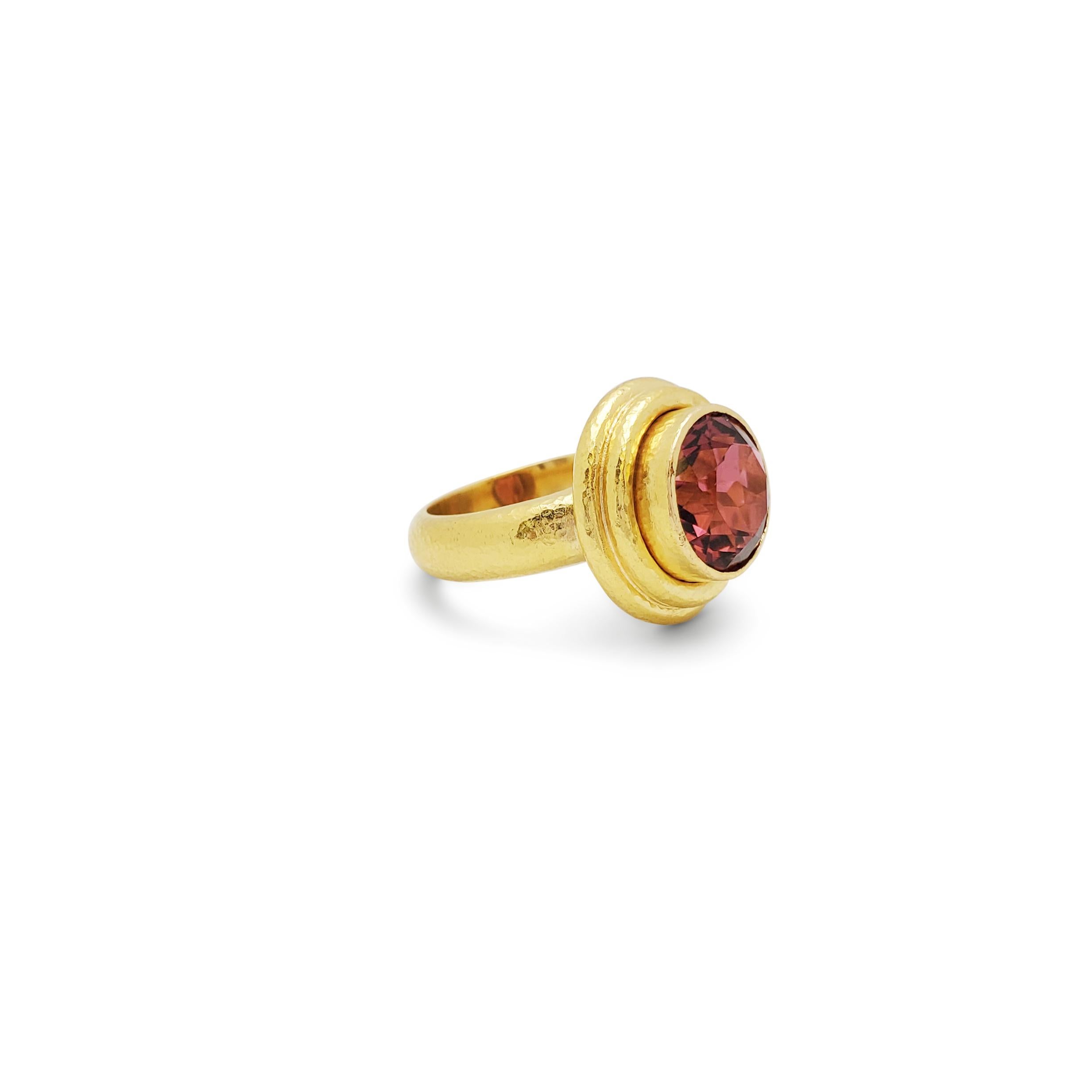 Round Cut Elizabeth Locke Pink Tourmaline Ring