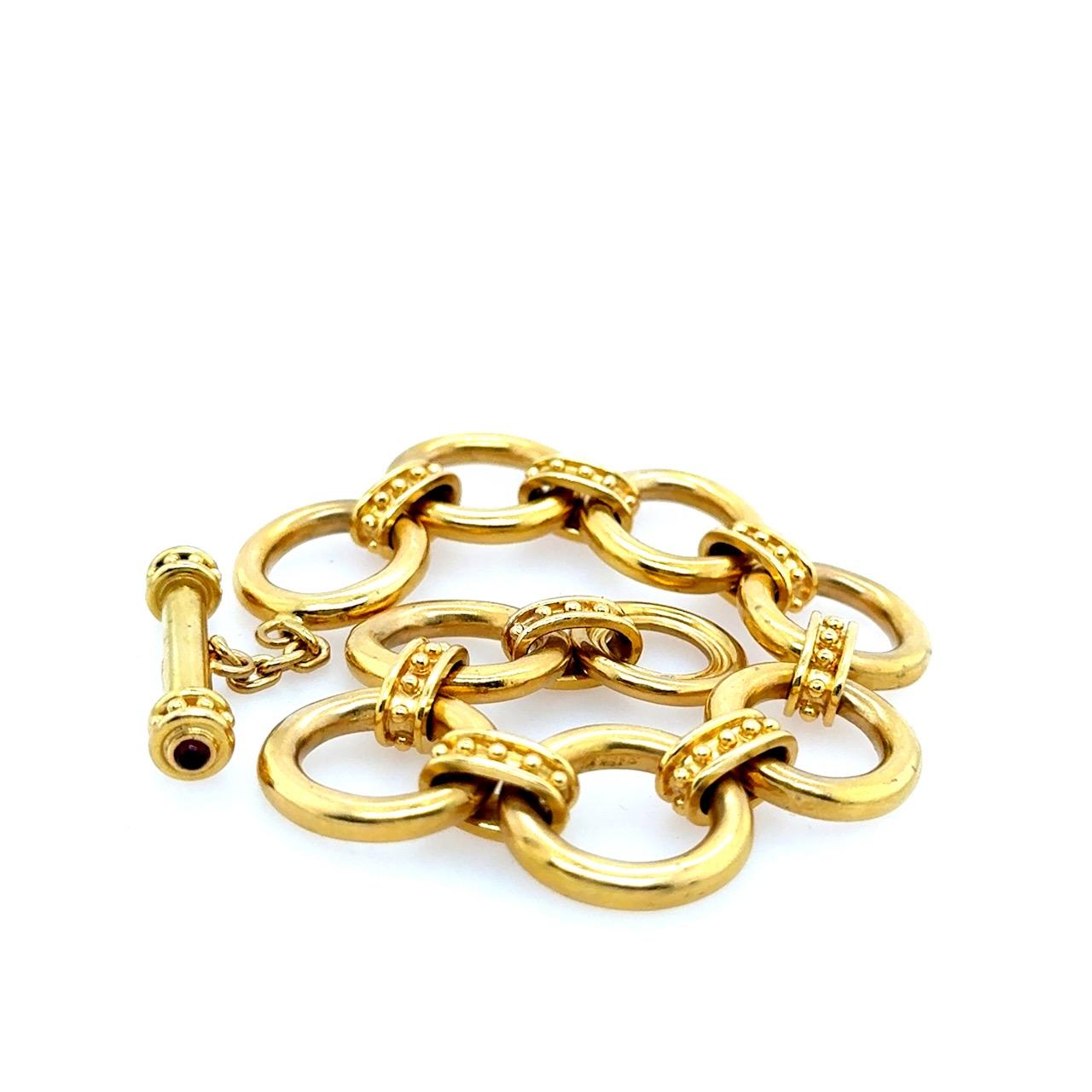 Elizabeth Locke - Bracelet en or 18 carats avec chaîne à maillons en forme de rubis en vente 5
