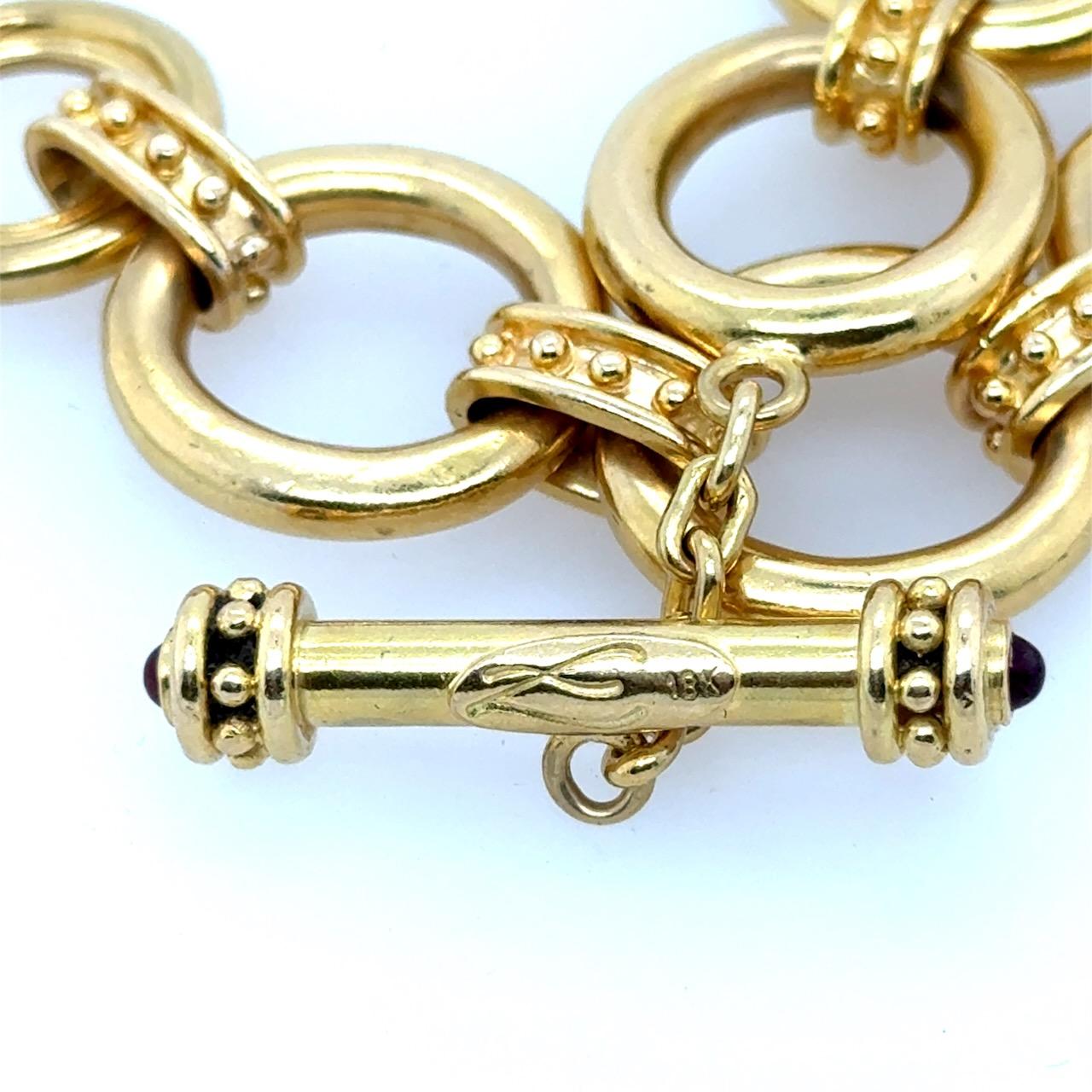 Elizabeth Locke - Bracelet en or 18 carats avec chaîne à maillons en forme de rubis en vente 3