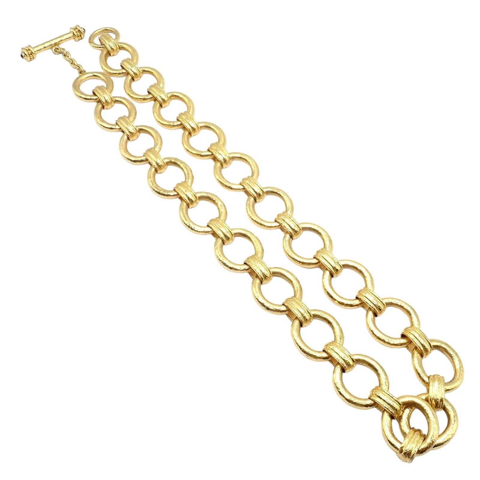 Elizabeth Locke Ruby Toggle Hammered Yellow Gold Link Necklace For Sale 7
