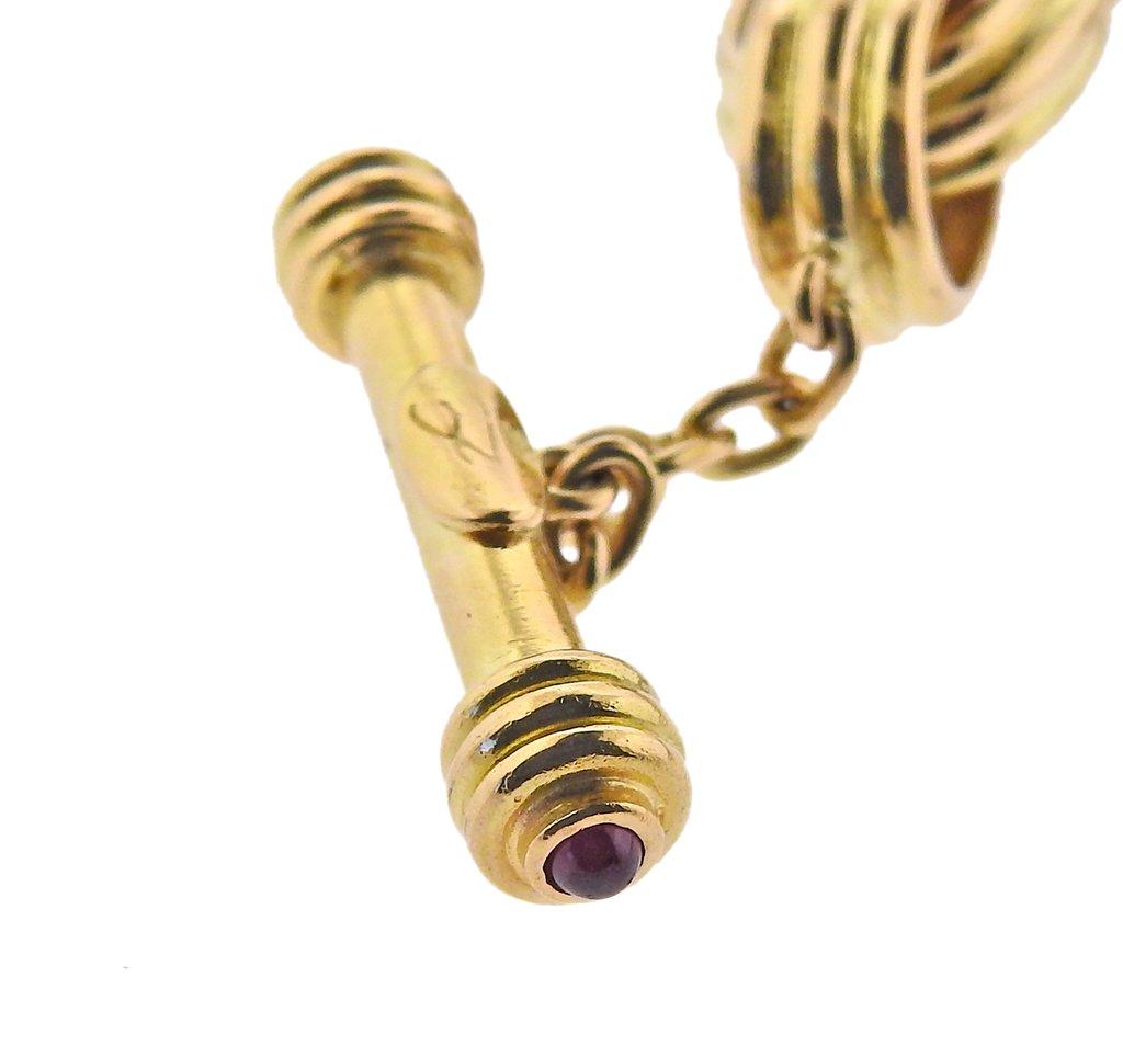 Women's Elizabeth Locke Ruby Toggle Oval Link Gold Bracelet