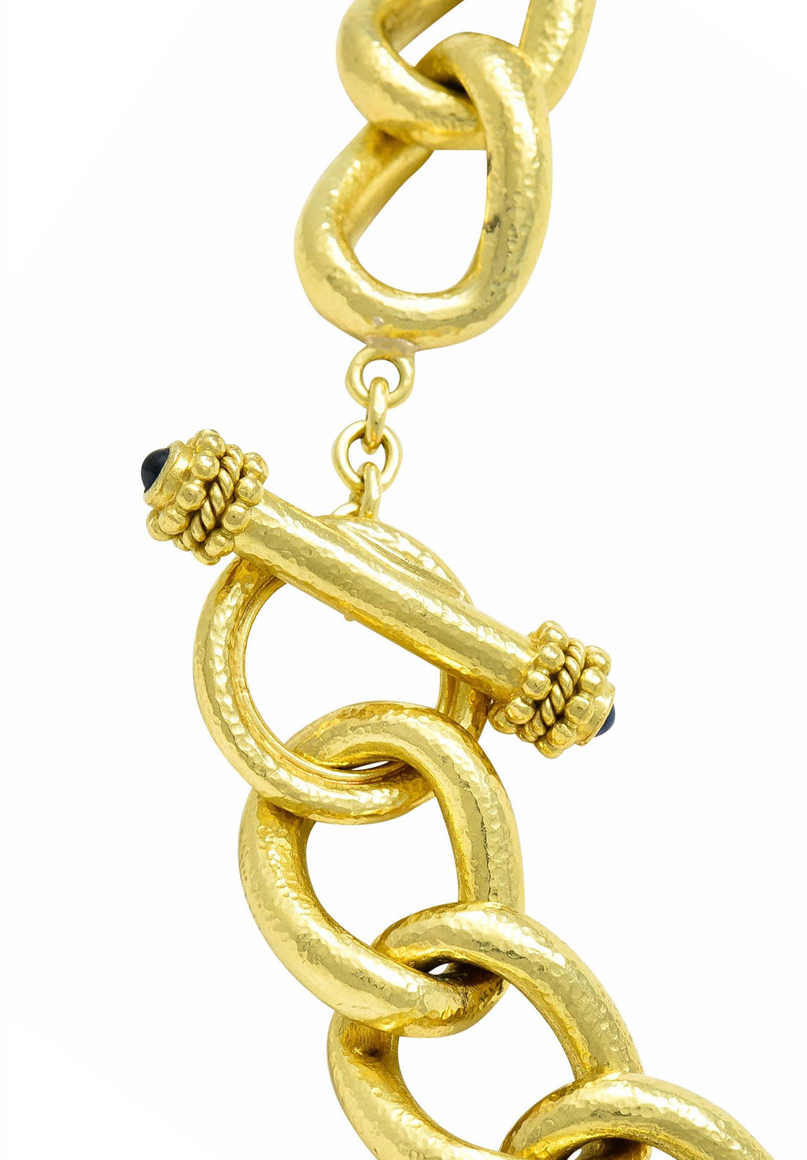 Elizabeth Locke Sapphire 18 Karat Gold Substantial Curb Link Chain Necklace 1