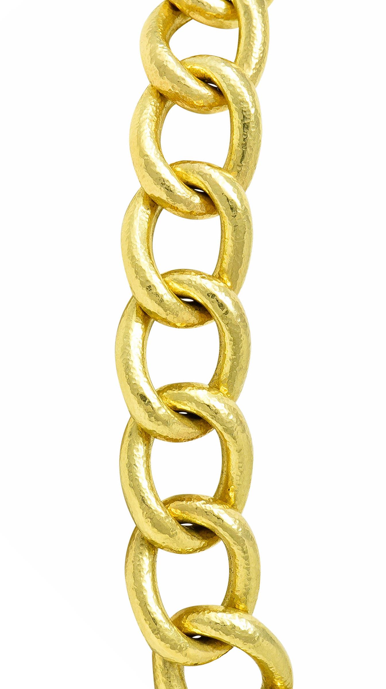 Contemporary Elizabeth Locke Sapphire 18 Karat Gold Substantial Curb Link Chain Necklace