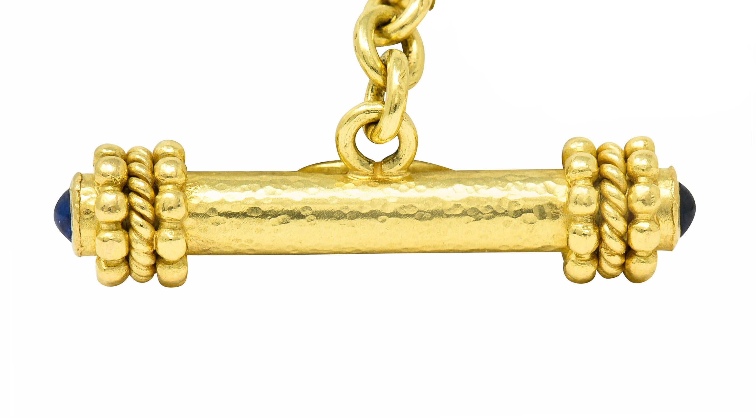 Cabochon Elizabeth Locke Sapphire 18 Karat Gold Substantial Curb Link Chain Necklace