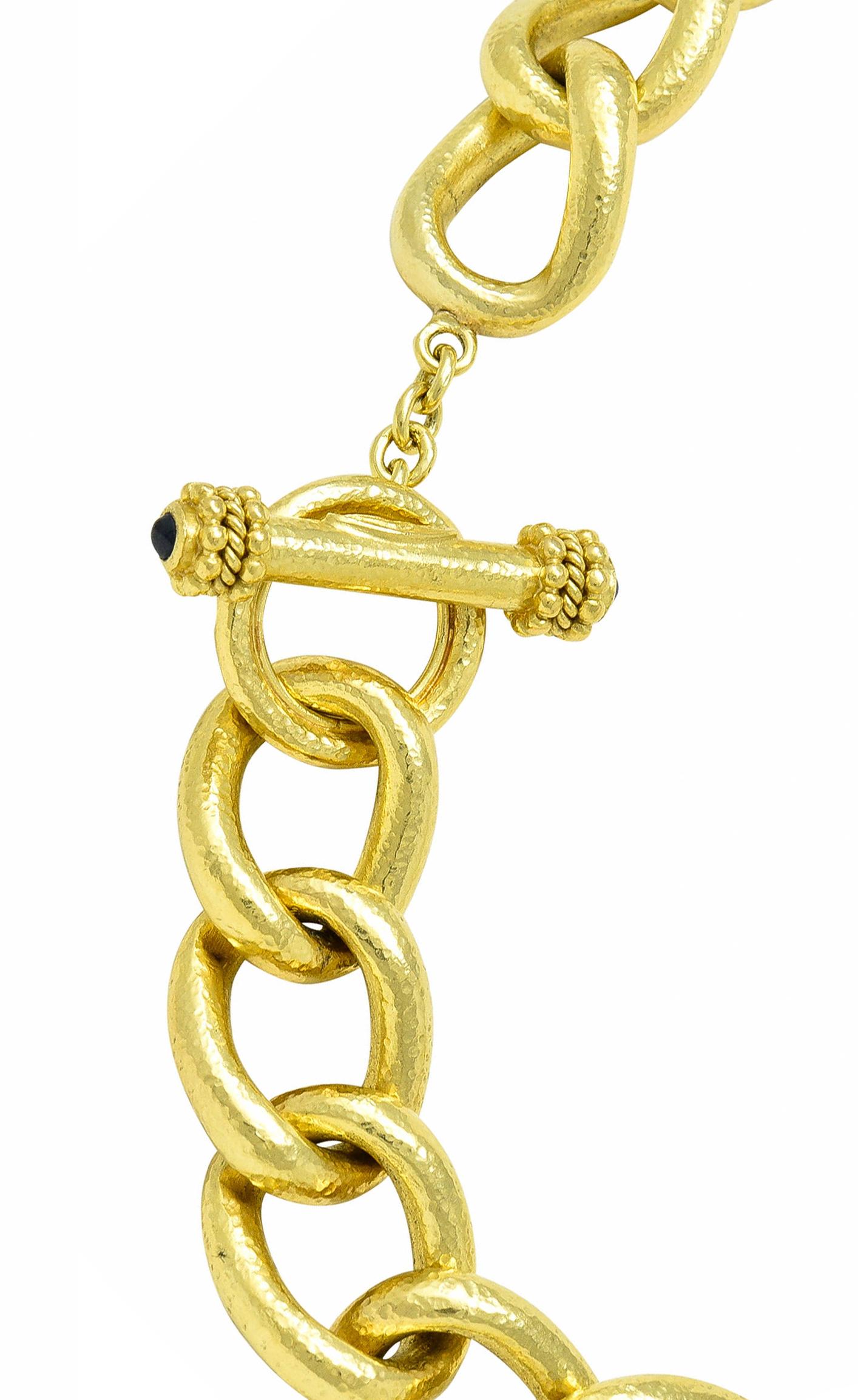 Women's or Men's Elizabeth Locke Sapphire 18 Karat Gold Substantial Curb Link Chain Necklace