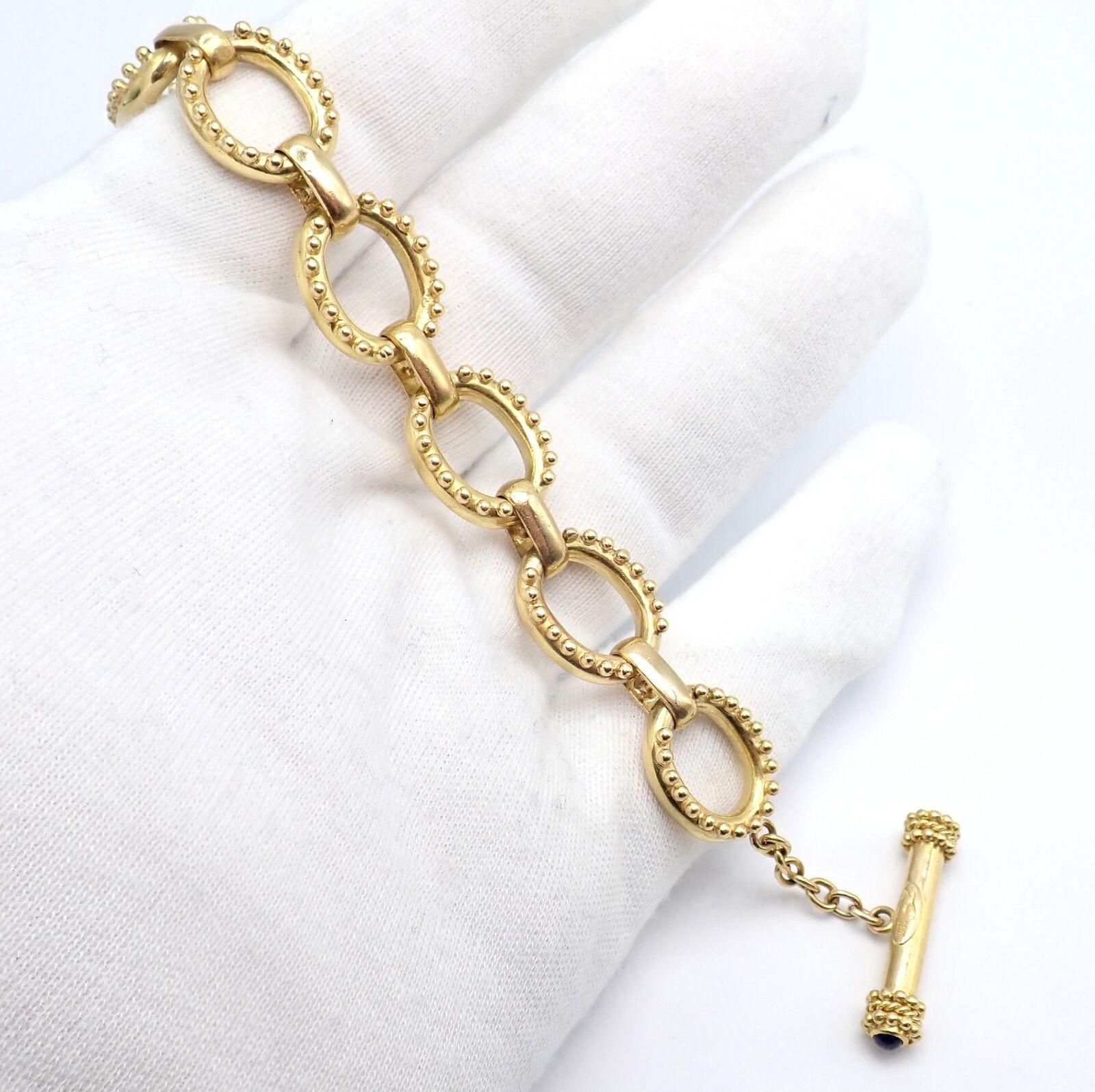 Elizabeth Locke Sapphire Toggle Hammered Medium Yellow Gold Link Bracelet im Angebot 5