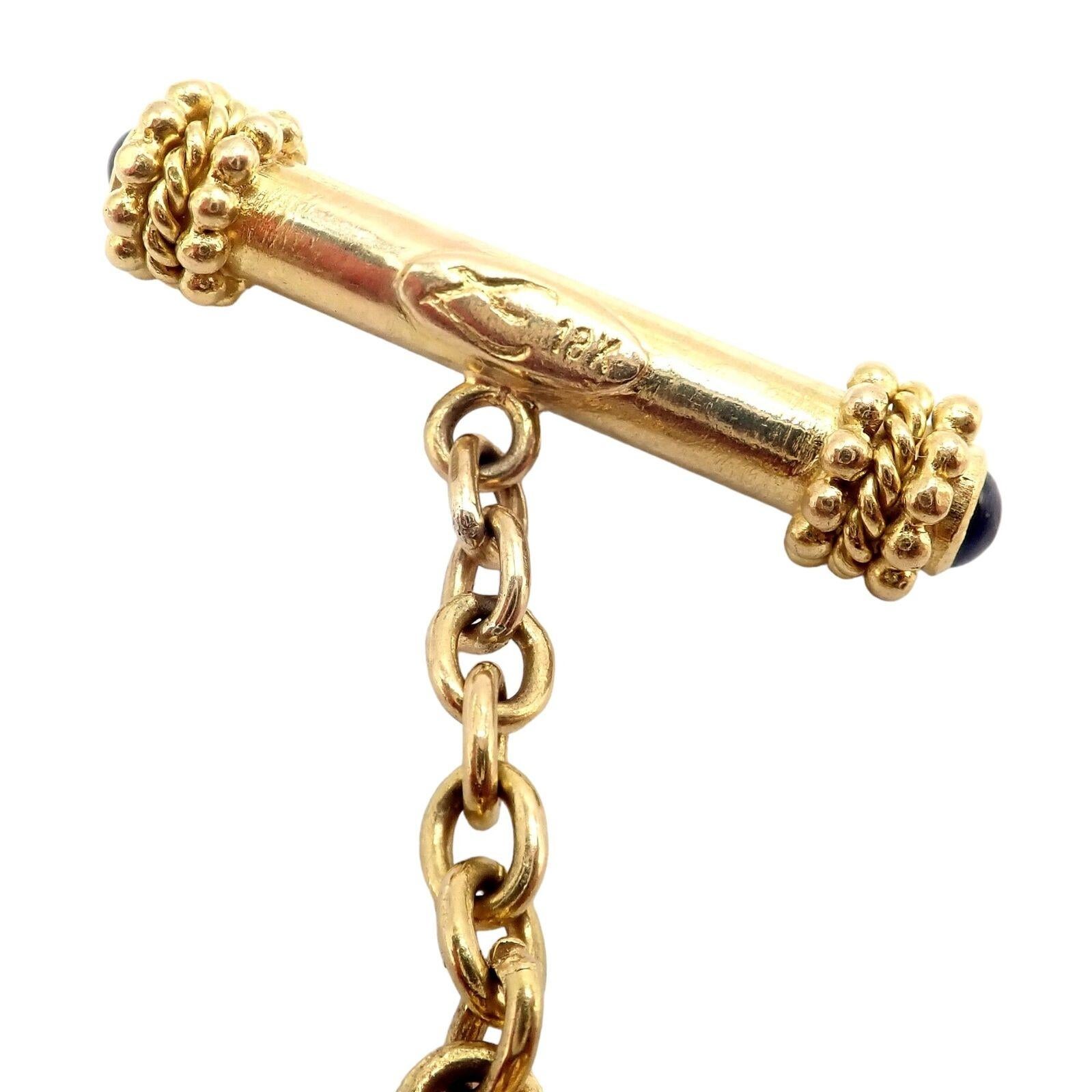 Elizabeth Locke Sapphire Toggle Hammered Medium Yellow Gold Link Bracelet For Sale 3