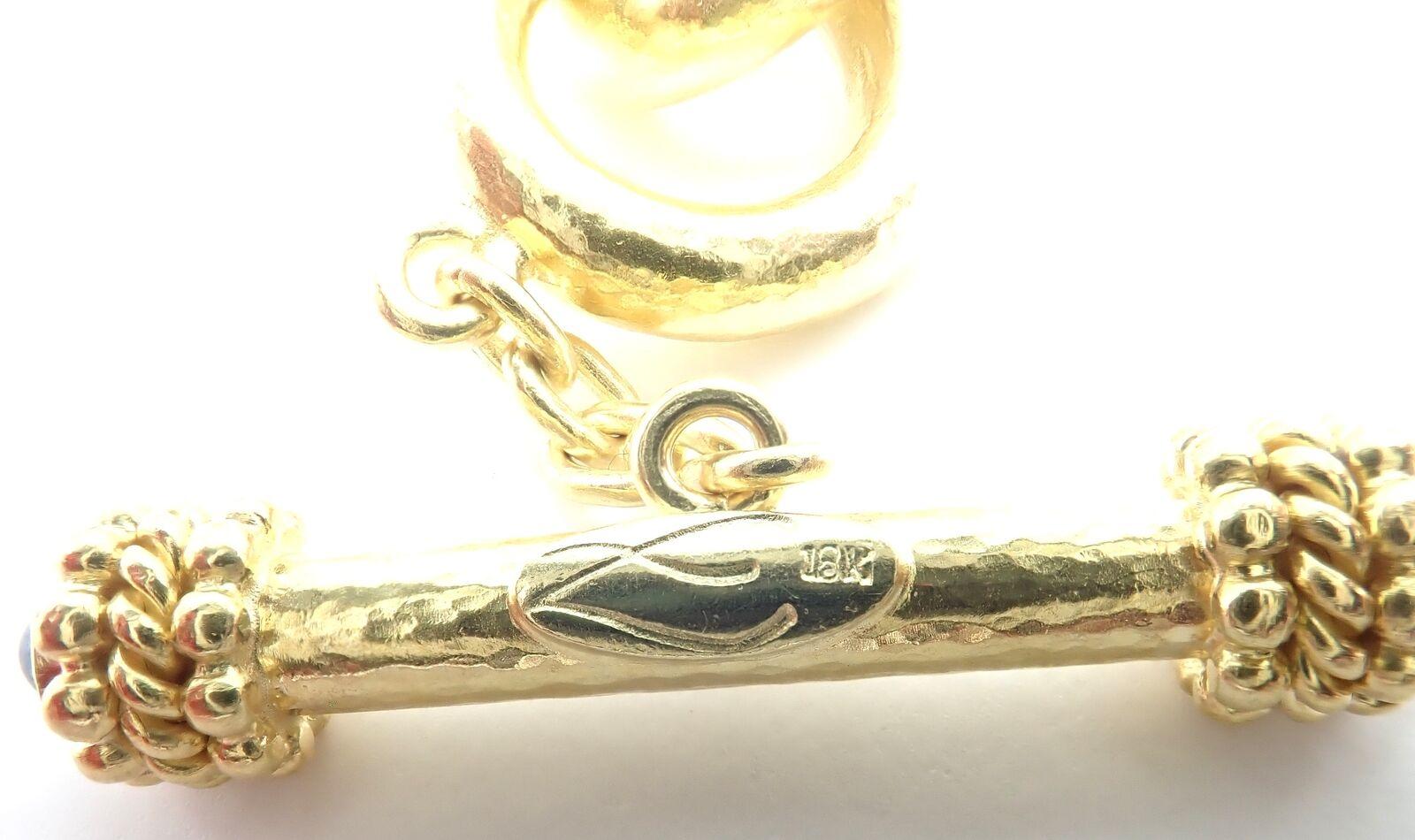 Elizabeth Locke Gliederarmband aus gehämmertem Gelbgold mit Saphir-Knebelverschluss und Gelbgold 4