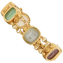 Elizabeth Locke Six Venetian Glass Urn Intaglio Yellow Gold Toggle Bracelet