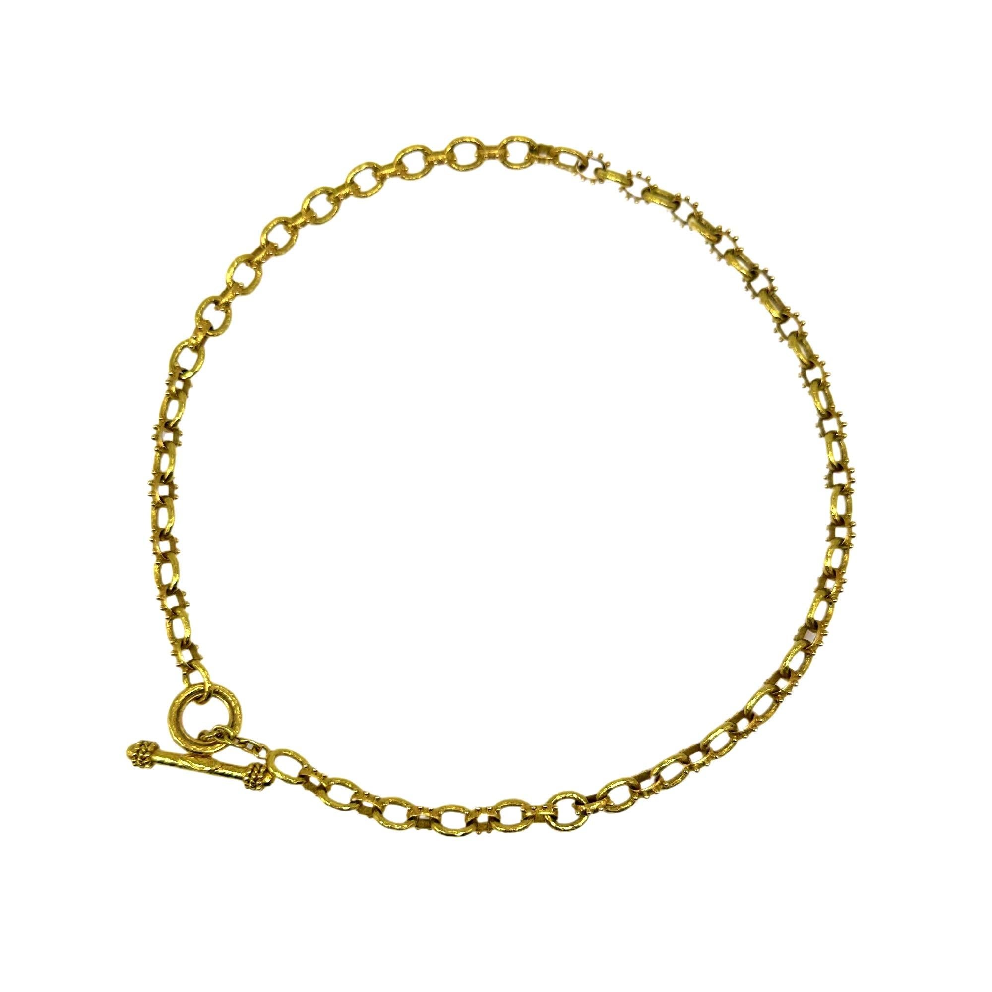 Elizabeth Locke Spiked Link Hammered Gold Toggle Necklace 19k YG For Sale 3