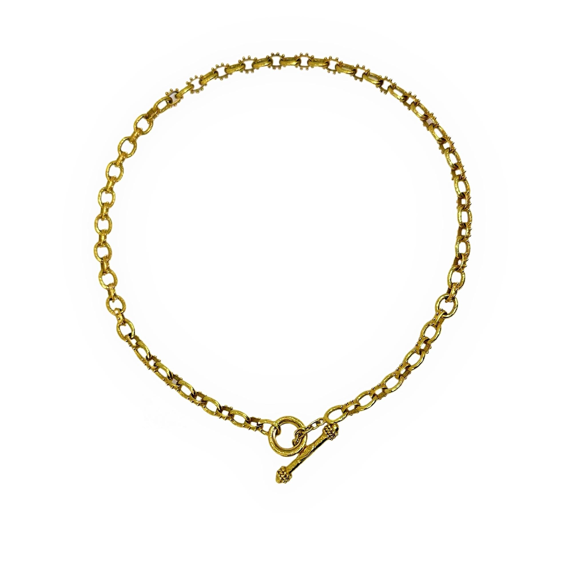 Elizabeth Locke Spiked Oval Link Necklace
Style:  Chain
Metal: 19K Yellow Gold
Size:  19' Inches
Weight:  51.2 grams
Hallmark:  EL 19K
Includes:  Elegant Necklace Box
Retail:  $10,800

Sku#17500TBJ122422