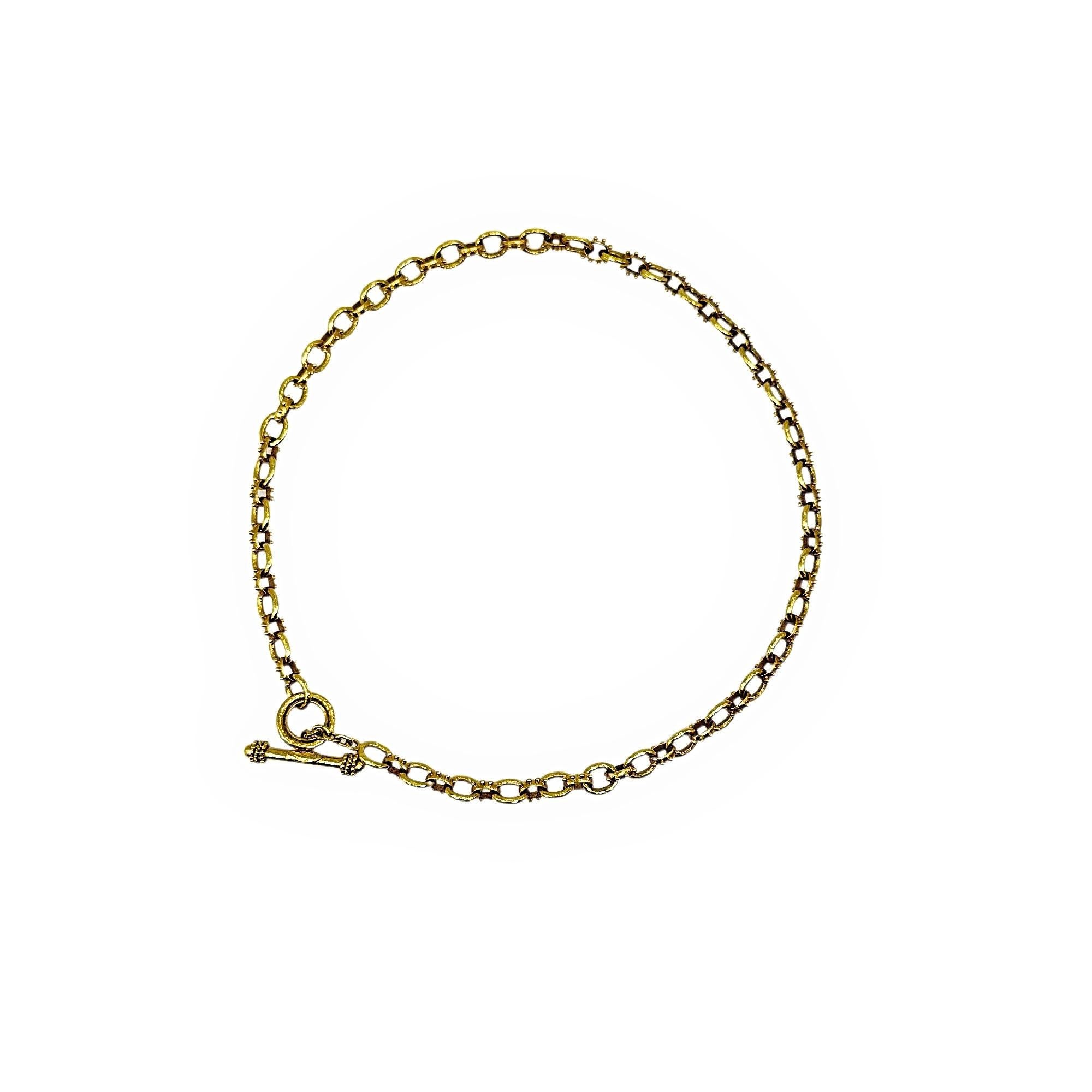 Elizabeth Locke Spiked Link Hammered Gold Toggle Necklace 19k YG For Sale 1