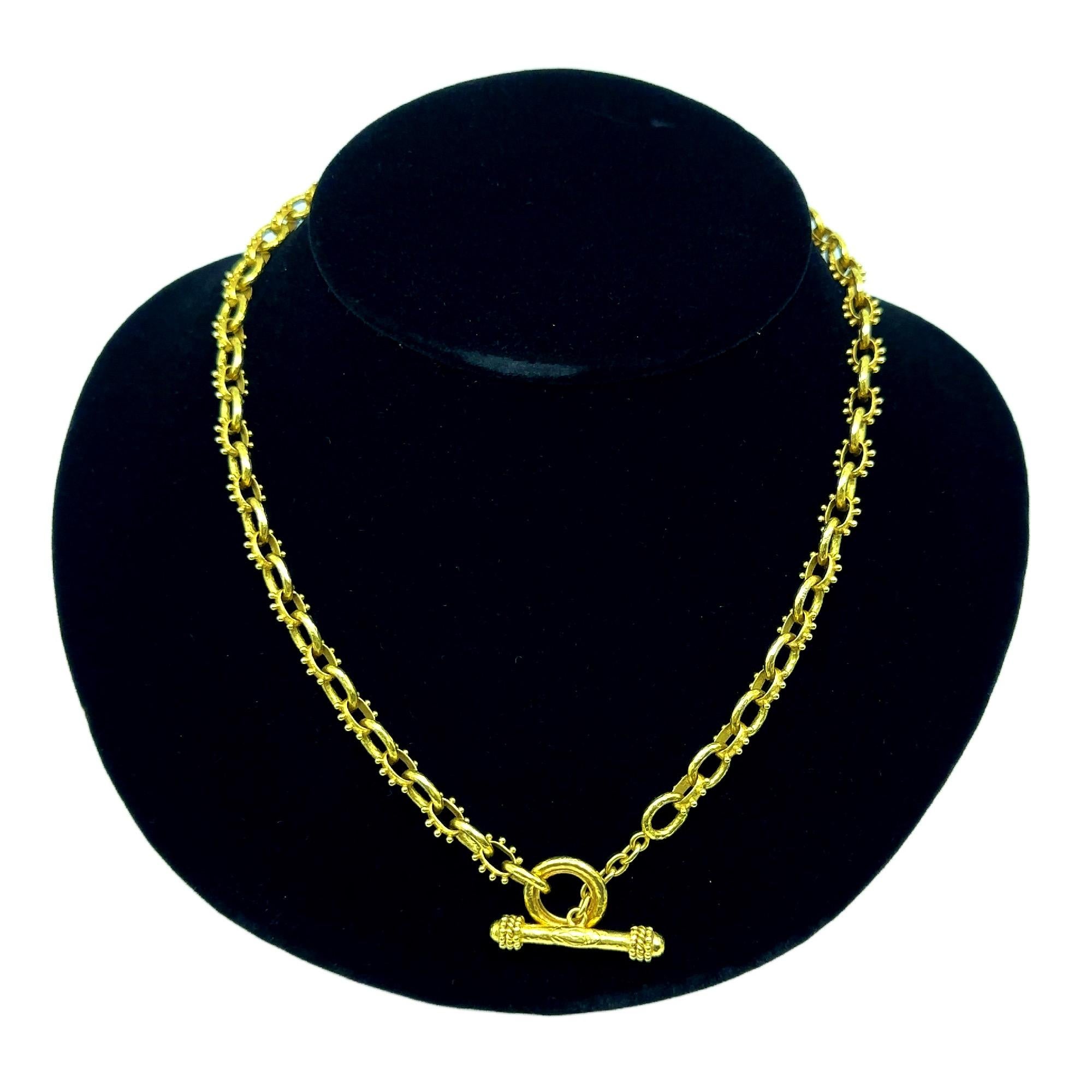 Elizabeth Locke Spiked Link Hammered Gold Toggle Necklace 19k YG For Sale 2