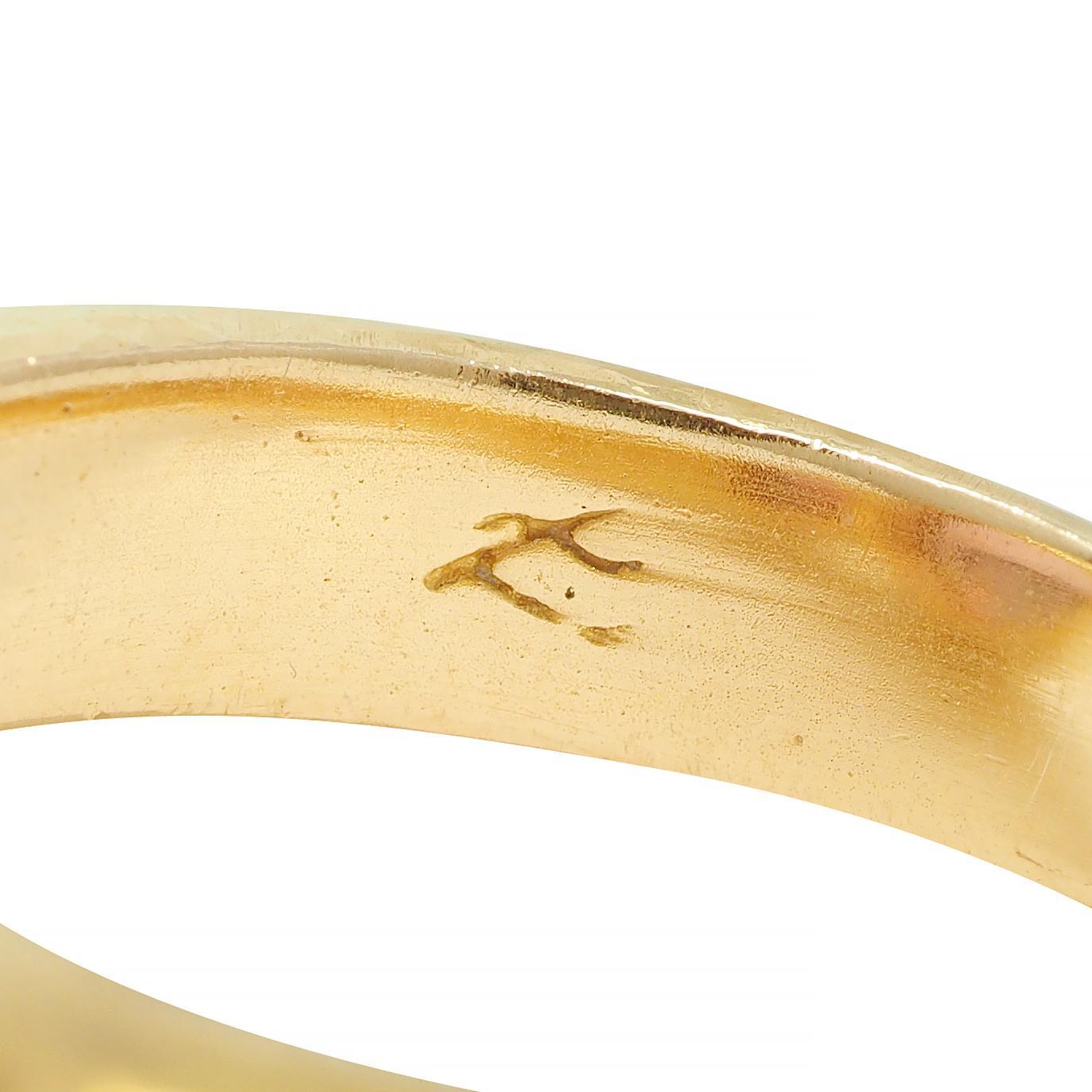 Elizabeth Locke: 19 Karat gehämmerter Gold-Edelsteinring mit Spinell, Rhodolith, Granat und Granat 2