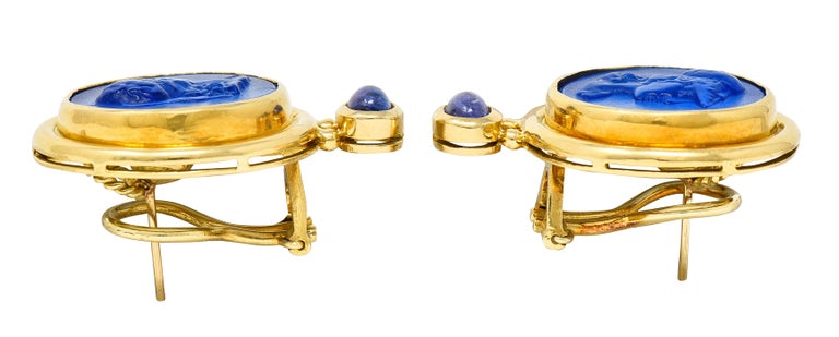 Elizabeth Locke Tanzanite Venetian Glass Mother-of-pearl Athena 18 Karat Gold Ea For Sale 1