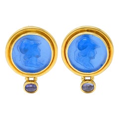 Elizabeth Locke Montre Ea en or 18 carats avec tanzanite, verre vénitien et nacre d'Athènes
