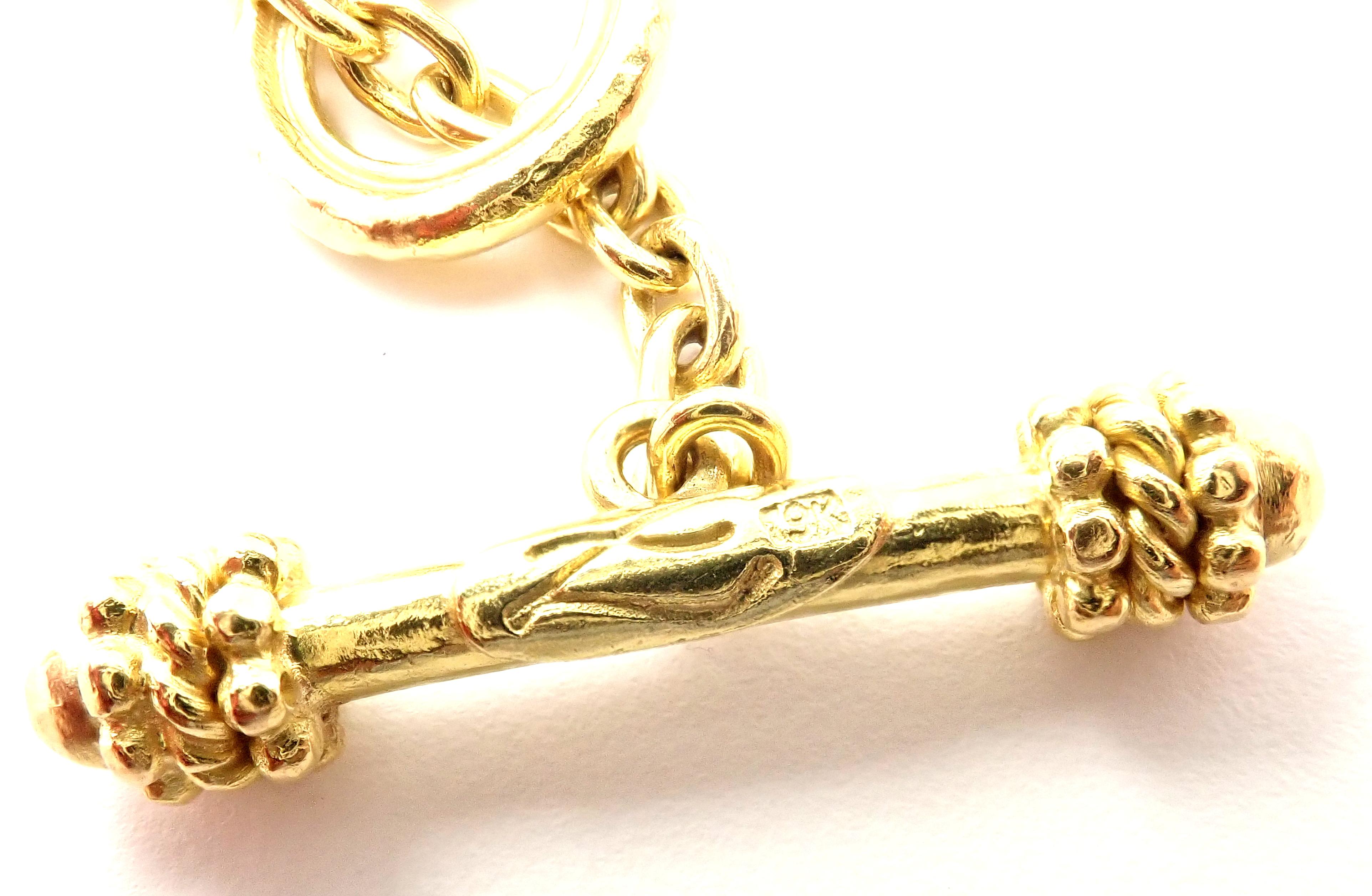 Women's or Men's Elizabeth Locke Toggle Yellow Gold Link Bracelet