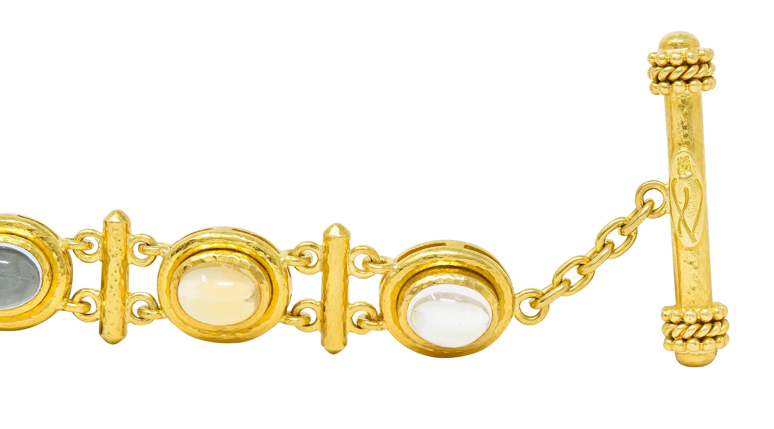 Elizabeth Locke Tourmaline Moonstone Peridot 19 Karat Gold Link Bracelet 4