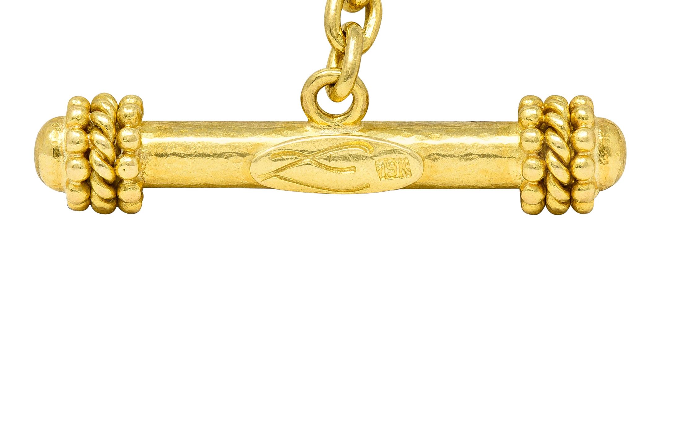 Women's or Men's Elizabeth Locke Tourmaline Moonstone Peridot 19 Karat Gold Link Bracelet